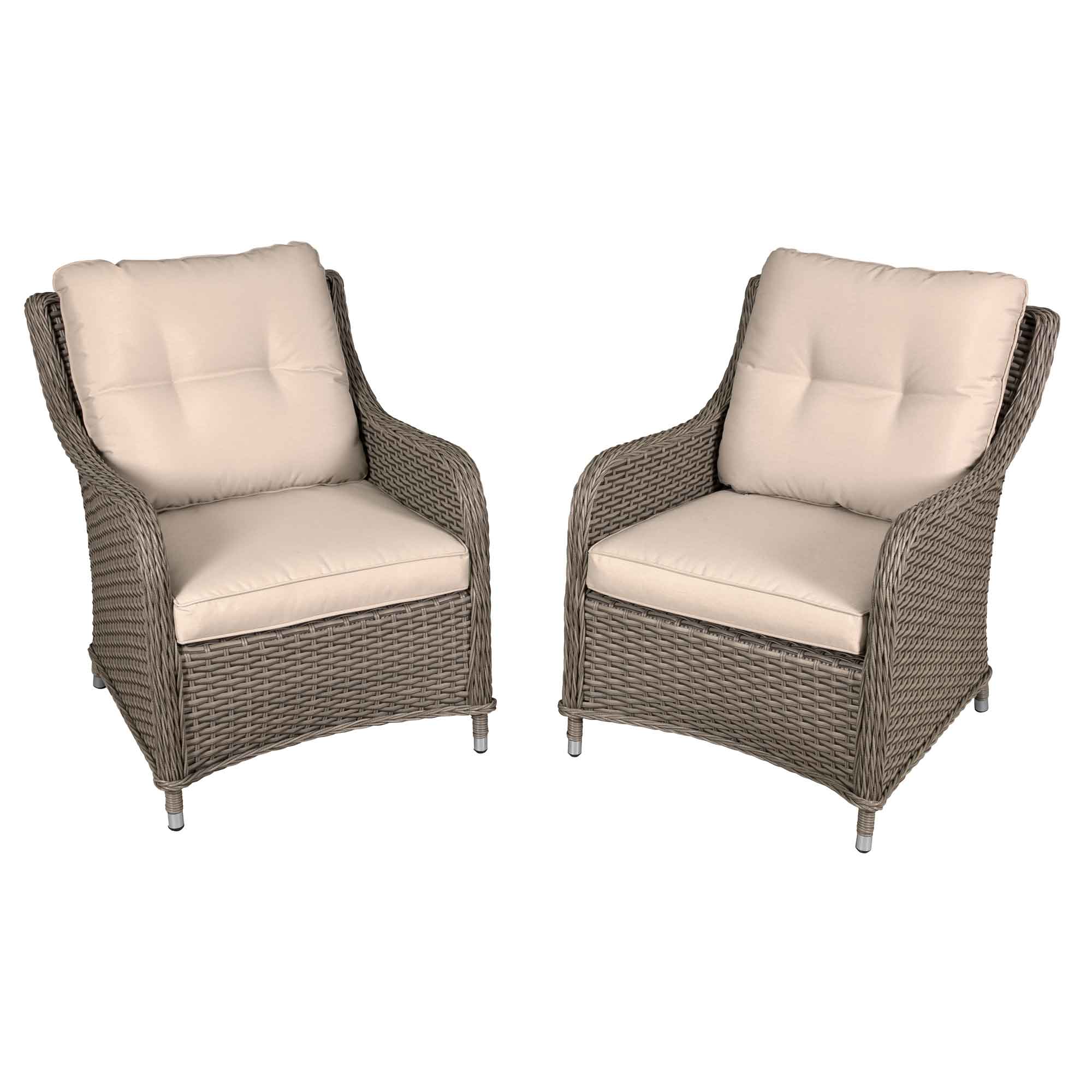 Premium Chester Rattan Wicker Outdoor Lounge Chairs with Cushions - Weather-Resistant Brown Patio Furniture for Poolside, Garden & Backyard Relaxation