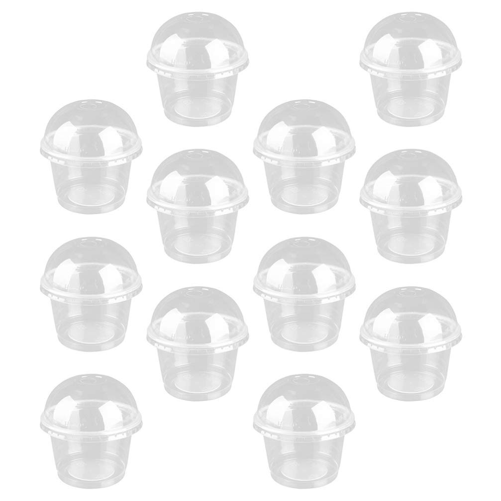 HEMOTON 20-Pack Clear Disposable Plastic Dessert Cups with Hole Lids - Perfect for Ice Cream, Pudding, Parfait, Salads & DIY Snacks | Ideal for Parties, Catering & Home Baking