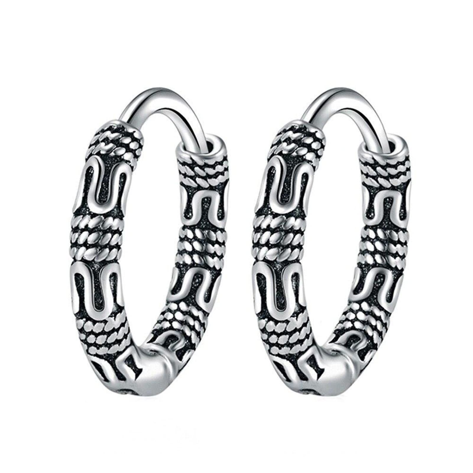 Vintage Thai Silver Distressed Round Chain Rope Huge Hoop Earrings for Women - Boho Chic Jewelry for Parties, Weddings & Everyday Wear