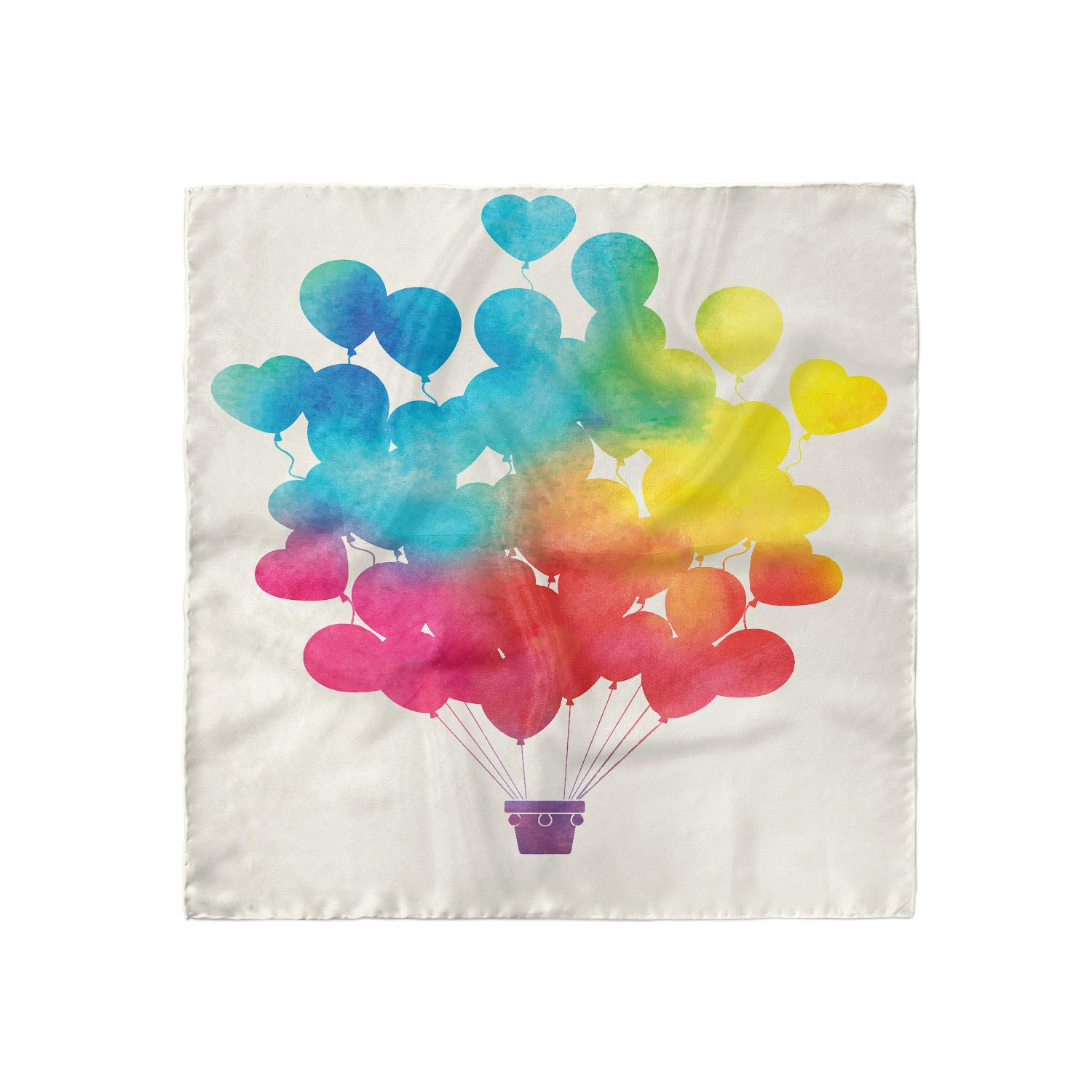 Ambesonne Watercolor Headscarf with Air Balloon Heart Print - Stylish Hijab Scarf for Women - Perfect for Daily Wear, Travel, and Special Occasions