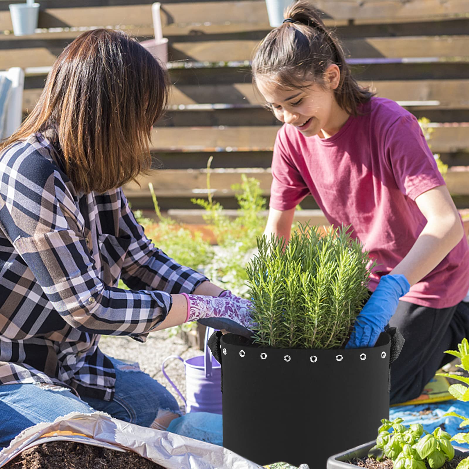 7 Gallon Fabric Pots with Holes 5-Packs, Thickened Non-Woven Aeration Grow Bags with Handles - Reinforced Weight Capacity for Indoor/Outdoor Plants, Vegetables, and Herbs - Ideal for Gardening, Hydroponics, and Container Planting