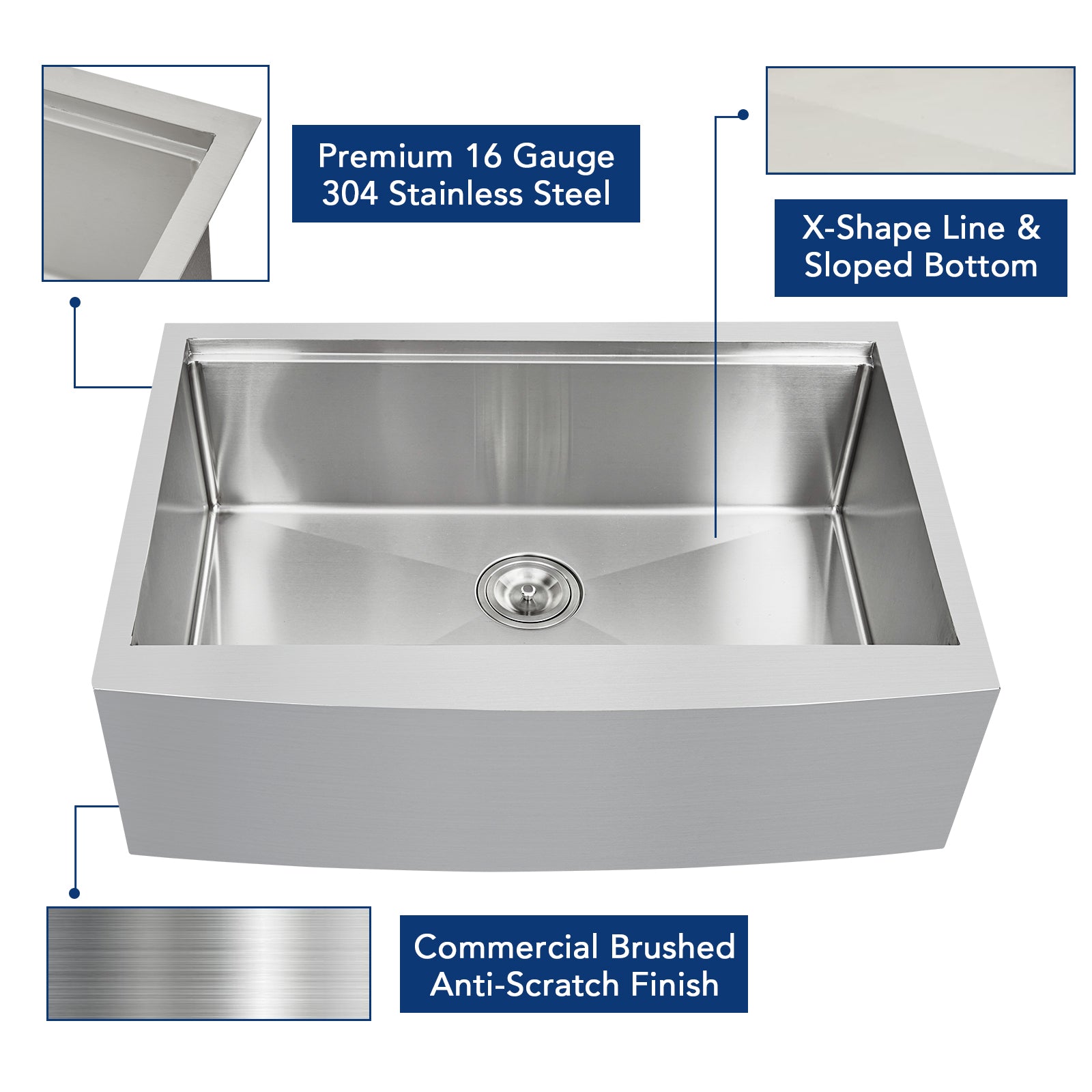GARVEE 30 Inch Farmhouse Apron Front Kitchen Sink - 30x20 Stainless Steel Single Bowl Workstation Sink with Accessories | 16 Gauge Deep Basin for Modern Farmhouse, Rustic & Contemporary Kitchens | Perfect for Meal Prep, Washing Large Pots & Entertaining