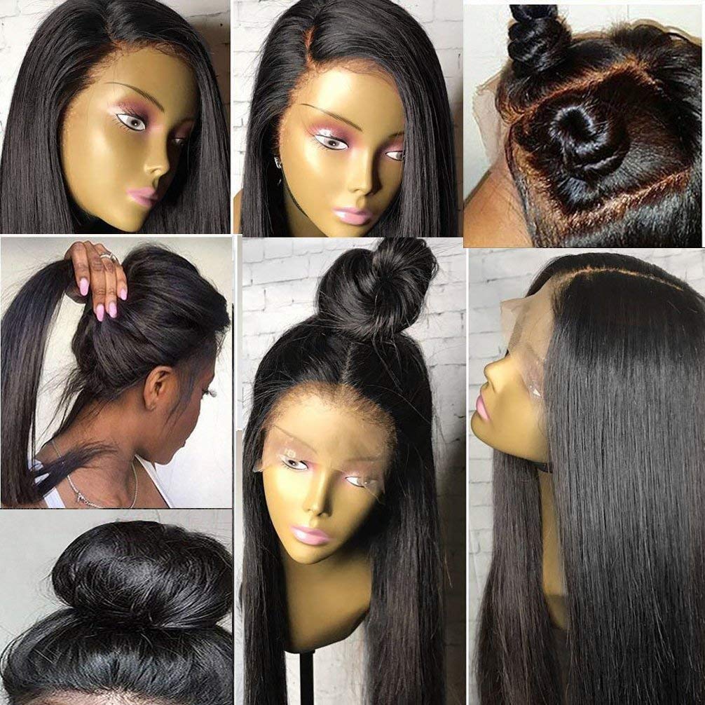10A Virgin Brazilian Human Hair Lace Front Wig - Pre Plucked Silky Straight Glueless Wig with Baby Hair for Black Women | 130% Density 14