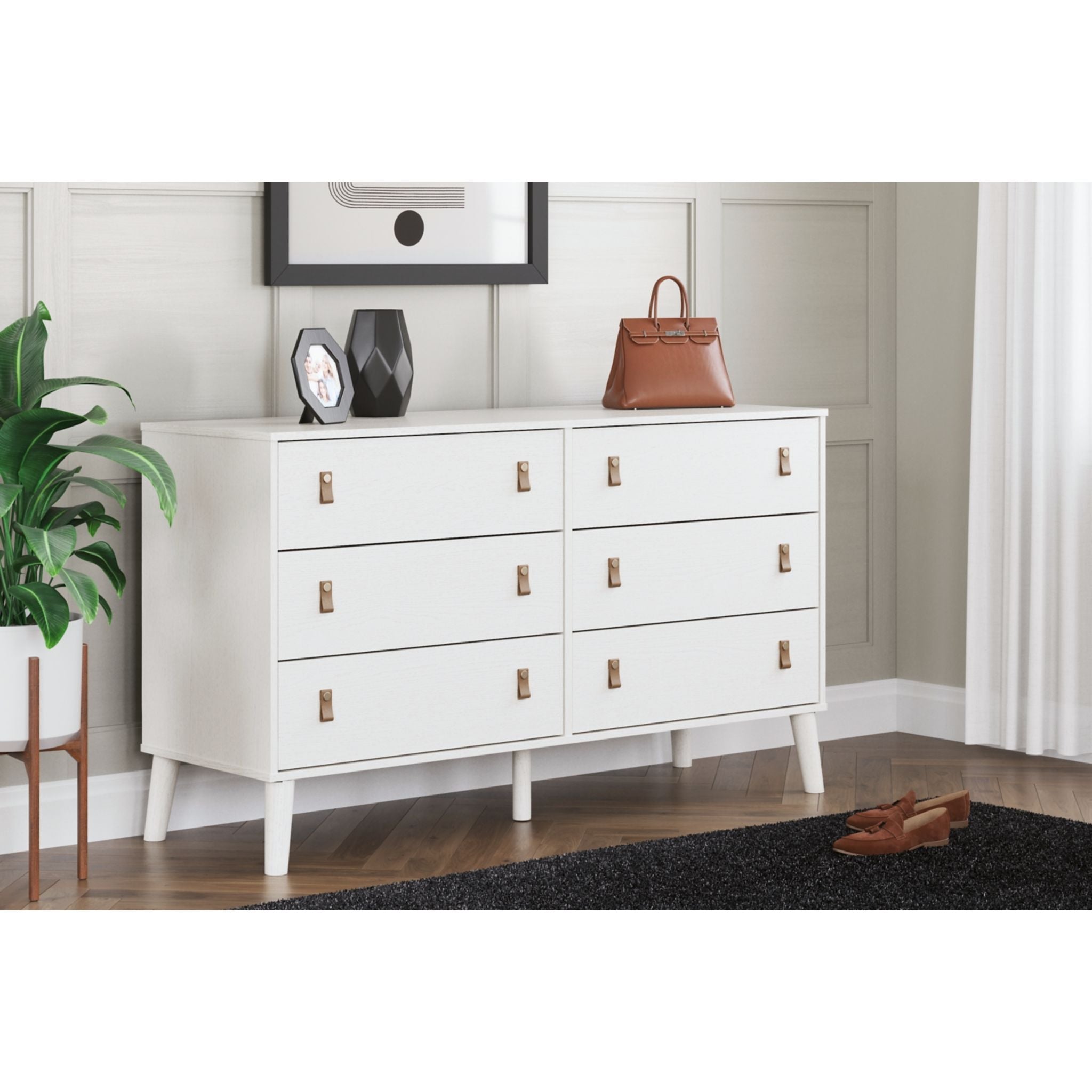 Aprilyn White Dresser - Modern 6-Drawer Chest for Bedroom & Nursery Storage | Stylish & Functional Furniture for Home Organization