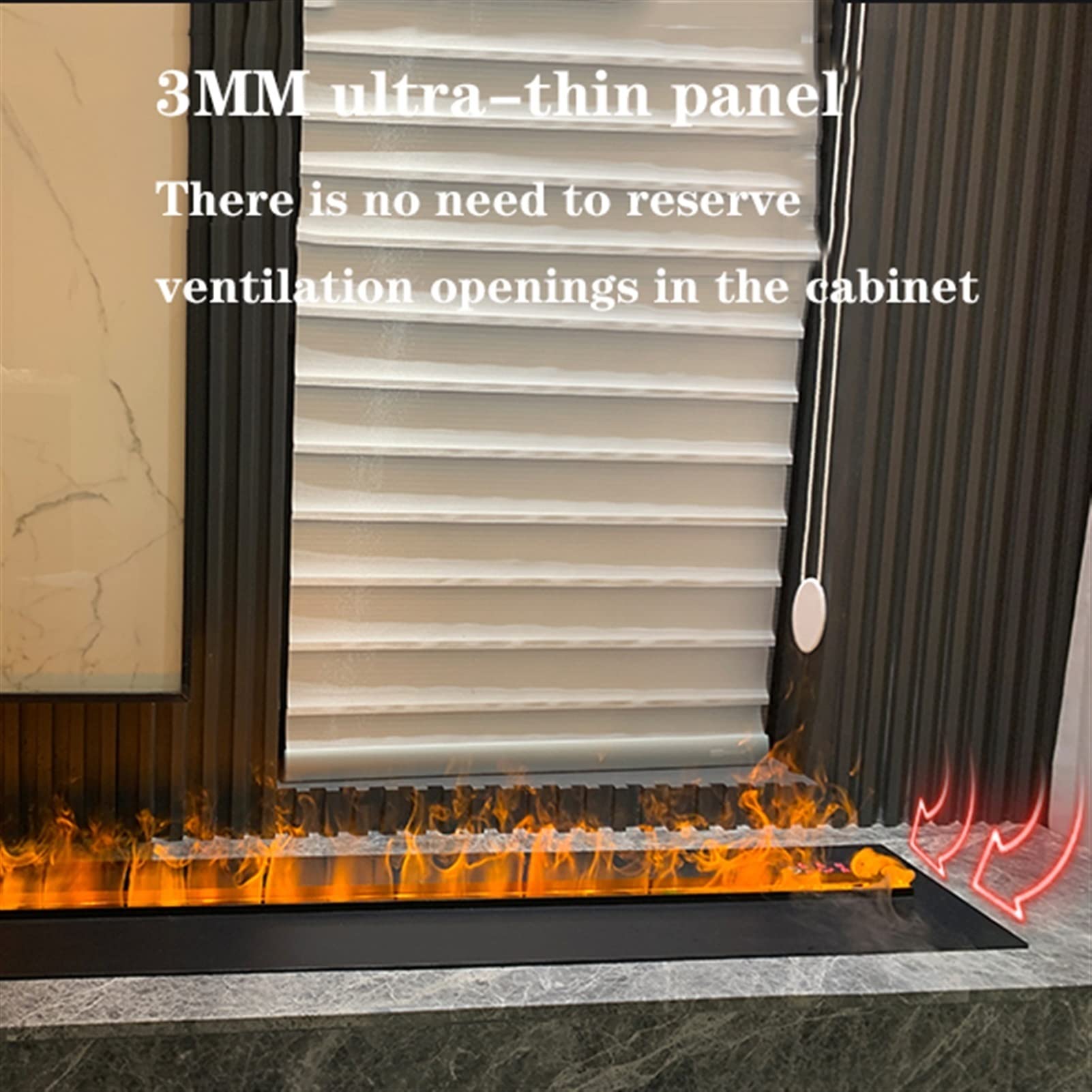 Slim Silent Electric Fireplace with Water Vapor - Recessed Mount, Remote Control, Timer & Adjustable Flame Height - Touch Screen Decorative Fireplace for Living Room, Bedroom & Office