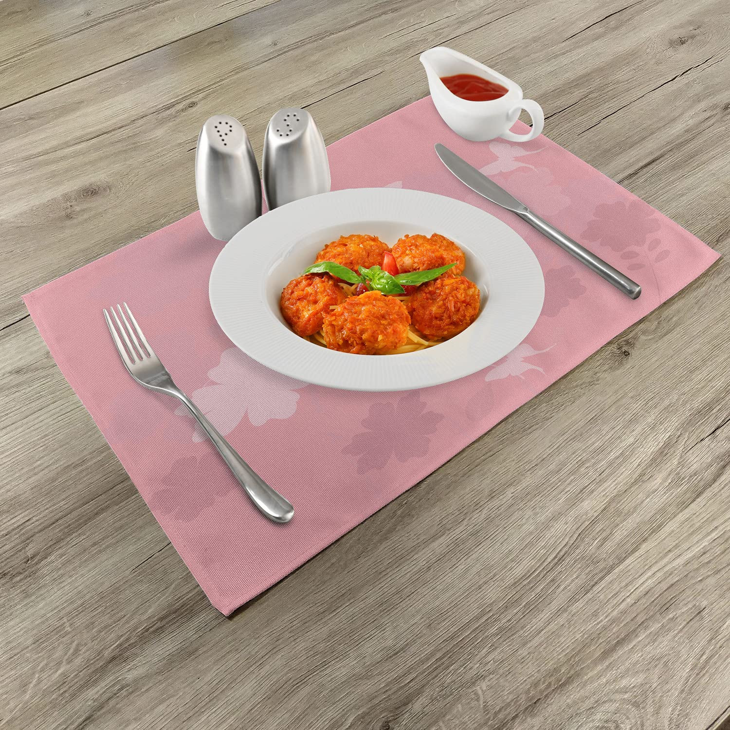 Ambesonne Rose Placemats Set of 4 - Floral Butterfly Design Washable Fabric Table Mats for Dining Room & Kitchen Decor - Spring Nature Theme Home Decor - Perfect for Dinner Parties, Holiday Gatherings & Everyday Use