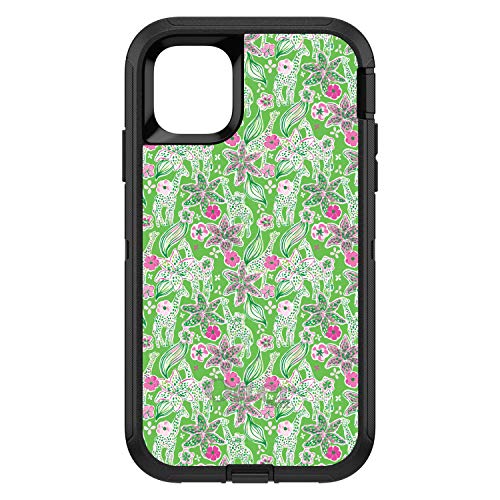Preppy Pattern - Pink & Green Flowers Floral On Black Case