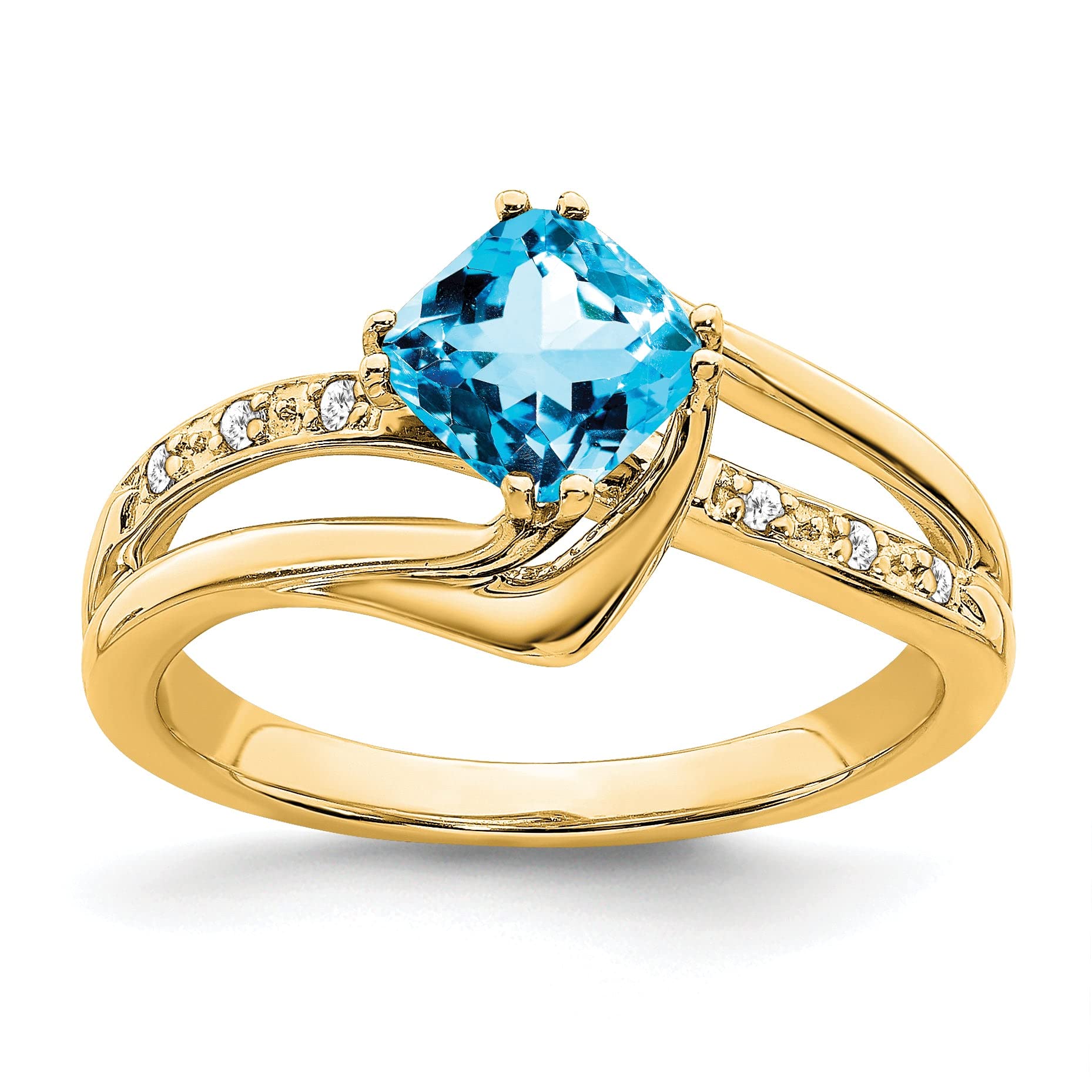 14K Natural Blue Topaz & Diamond Ring for Women - Elegant Birthstone Jewelry Gift for Anniversary, Engagement & Special Occasions - RM7116-BT-004-YA