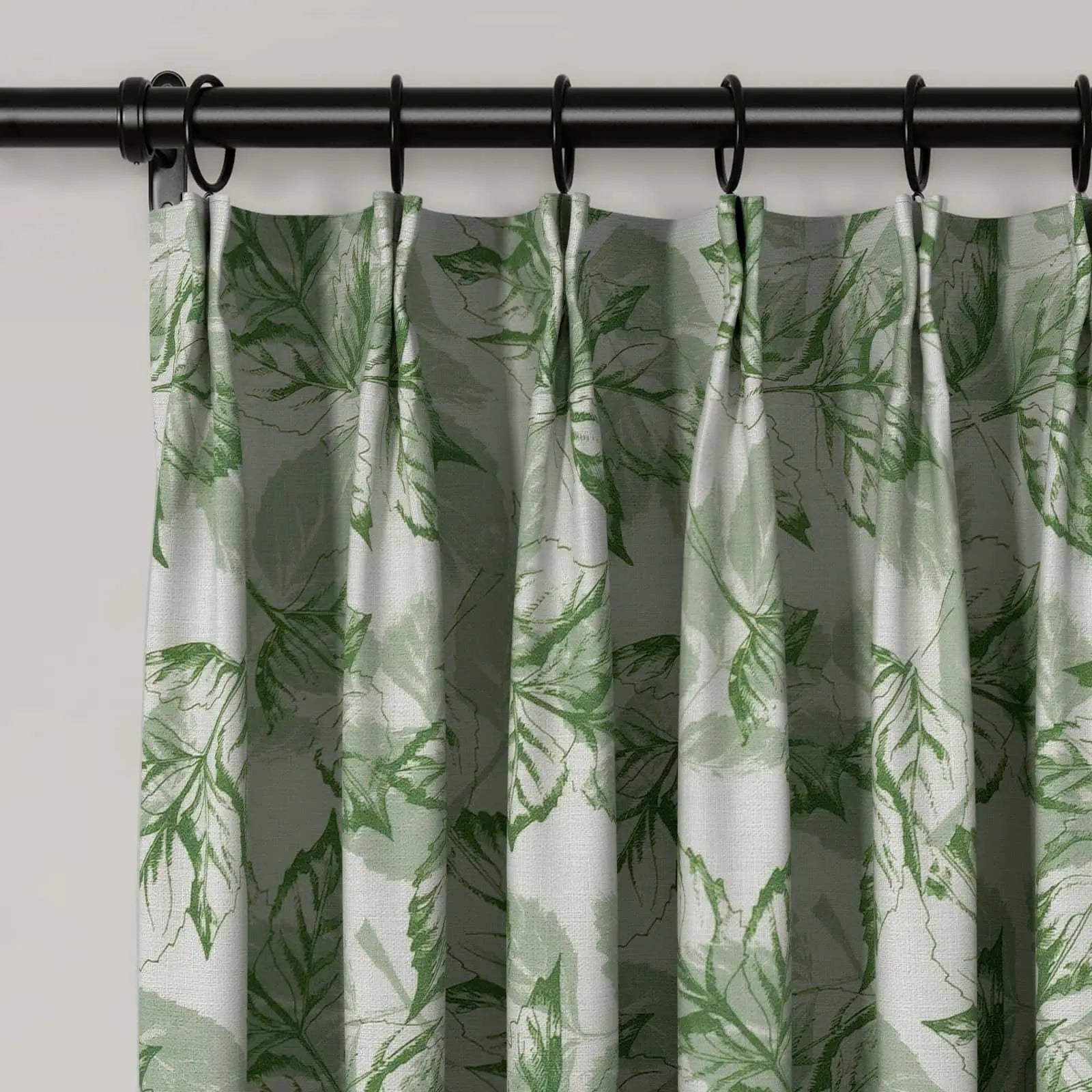 Bohemian Botanical Pleated Drapery Curtains - 52 Inch Width - Elegant Boho Home Decor for Living Room & Bedroom