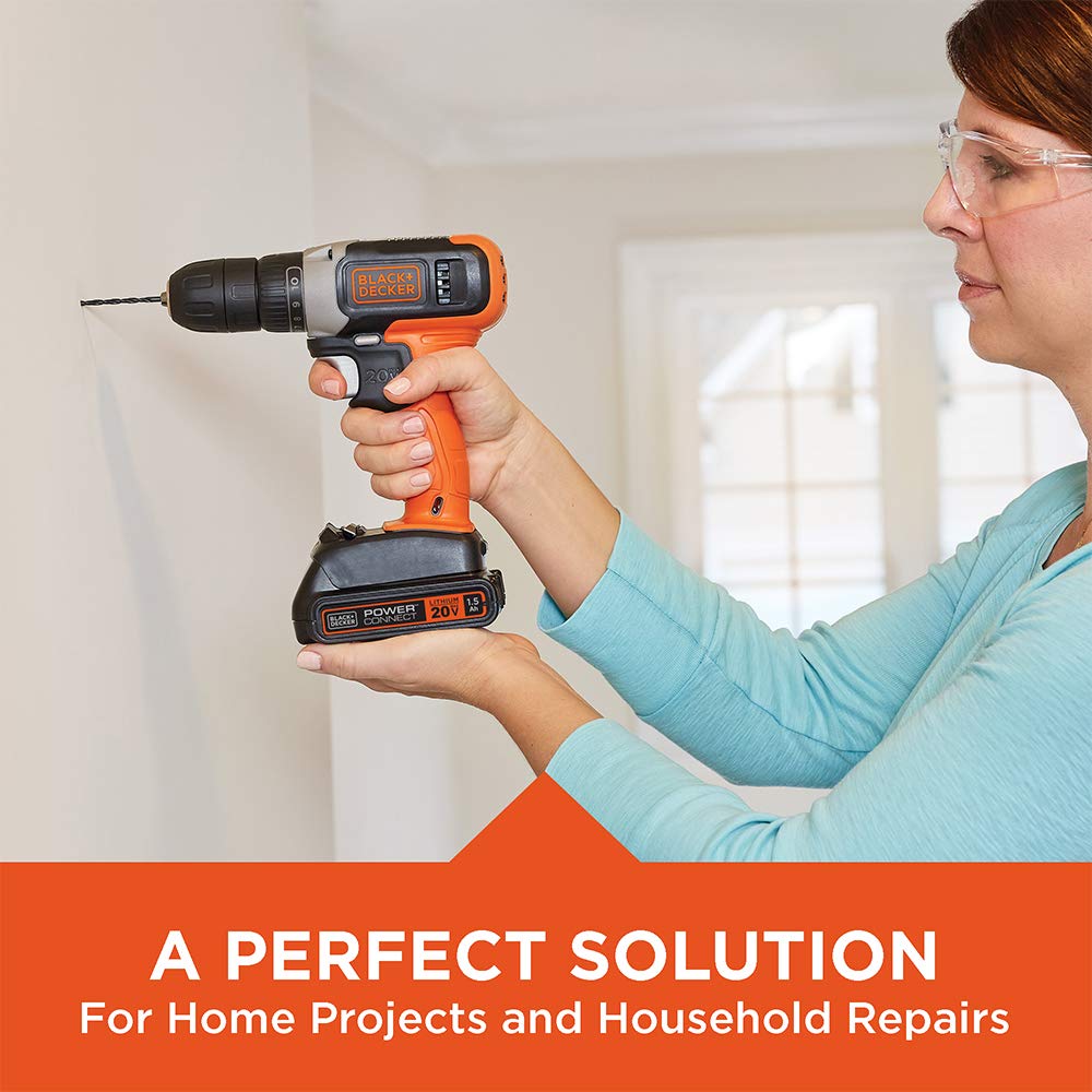BLACK+DECKER BCKSB29C1 20V MAX* Cordless Drill Kit - 28-Piece Home Tool Set with Translucent Storage Box | Perfect for DIY Projects, Home Repairs & Woodworking Tasks