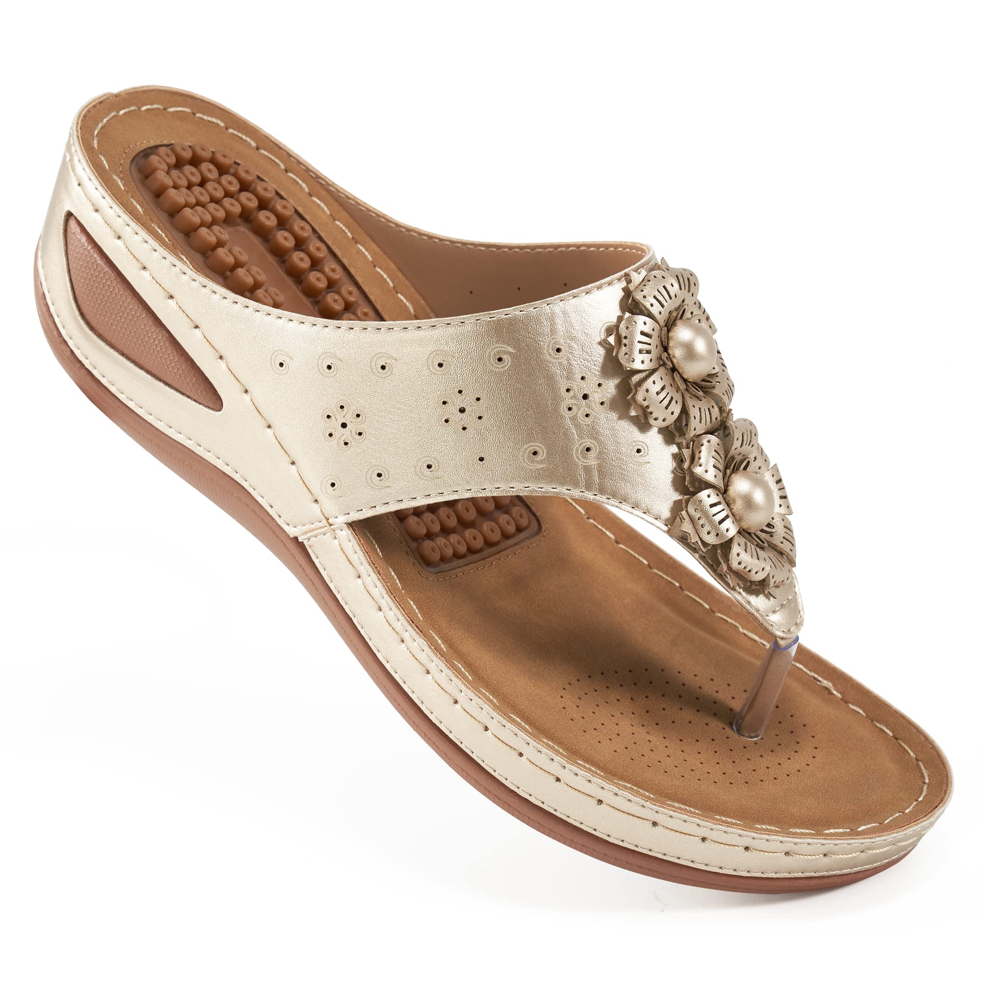Ecetana Women's Comfortable Summer Wedge Flip Flop Sandals - Casual Beach Shoes for Walking, Travel & Outdoor Activities