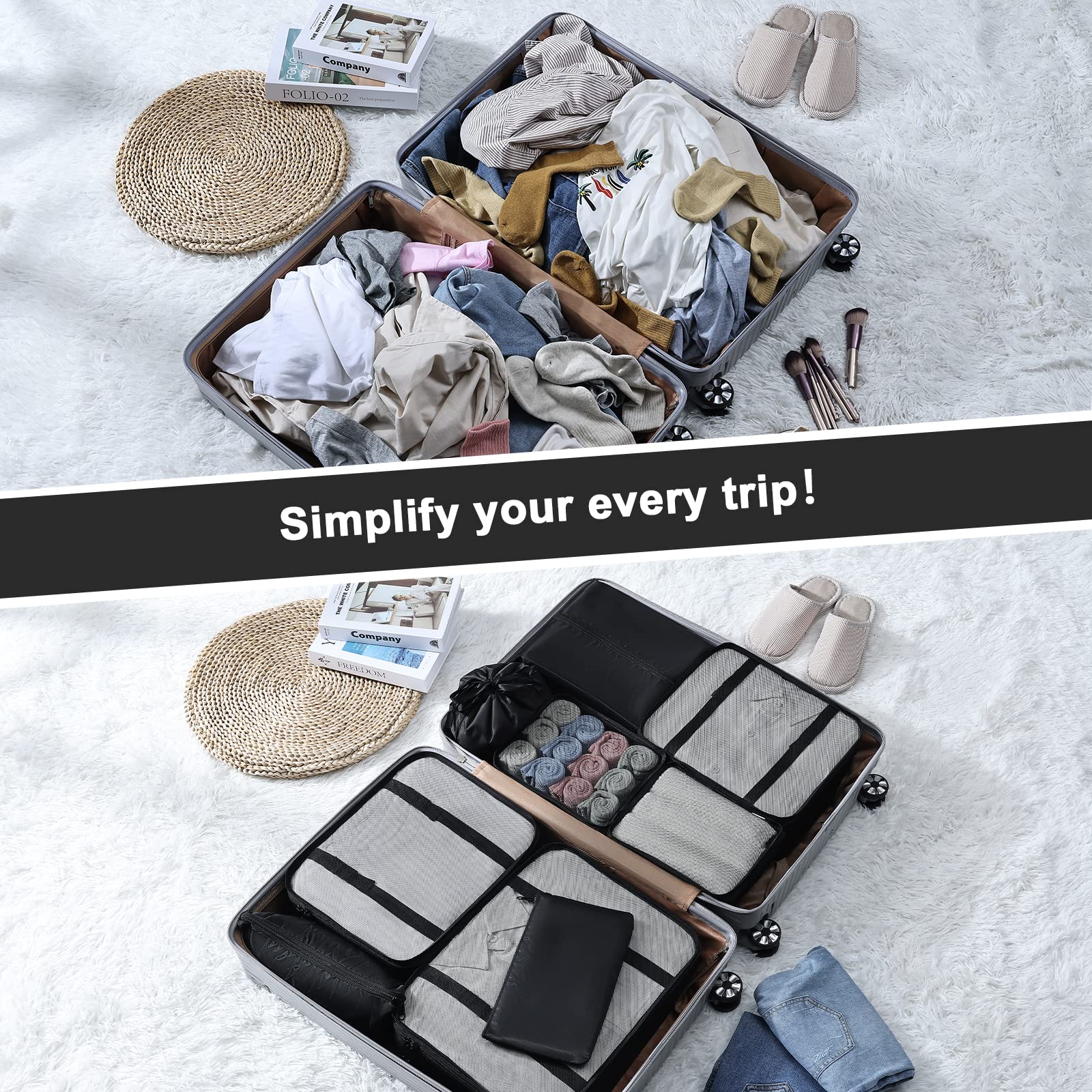 DIMJ 9-Piece Packing Cubes Set for Travel - Lightweight Luggage Organizers with Mesh Panels for Suitcase Storage (Perfect for Business Trips, Vacations & Weekend Getaways)