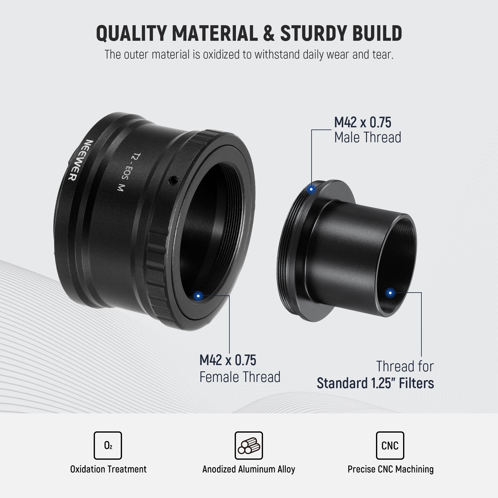NEEWER EF M to T2 Adapter with 1.25