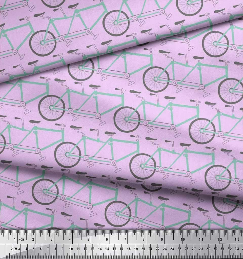 Soimoi Moss Georgette Brown Fabric by The Yard - 42 Inch Wide Cycling Print Fabric with Bicycle Transport Pattern - Whimsical Active Design for DIY Sewing Projects, Cycling Apparel & Home Decor