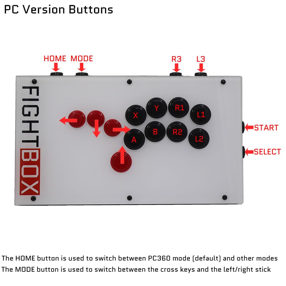 FightBox F9-PC All Button Leverless Arcade Fight Stick Game Controller for PC, PS3, Nintendo Switch - Perfect for Fighting Games, Retro Gaming & Esports Tournaments