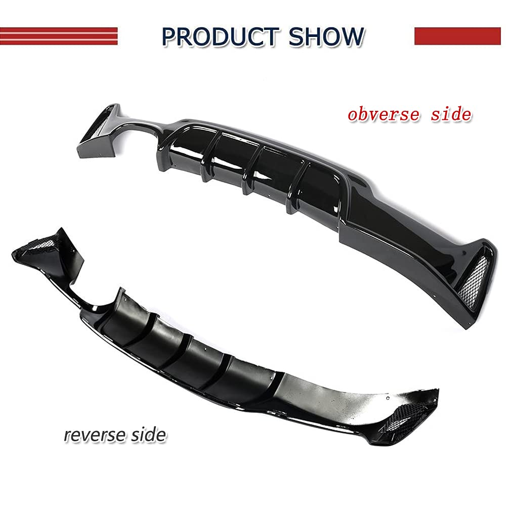 BMW 4 Series F32 F33 F36 Rear Diffuser (2013-2018) - Gloss Black Bumper Lip Spoiler for 435i 420i 440i M-Sport Models | Quad Exhaust Twin Outlet | Enhances Aerodynamics & Sporty Look for Coupe & Convertible Models