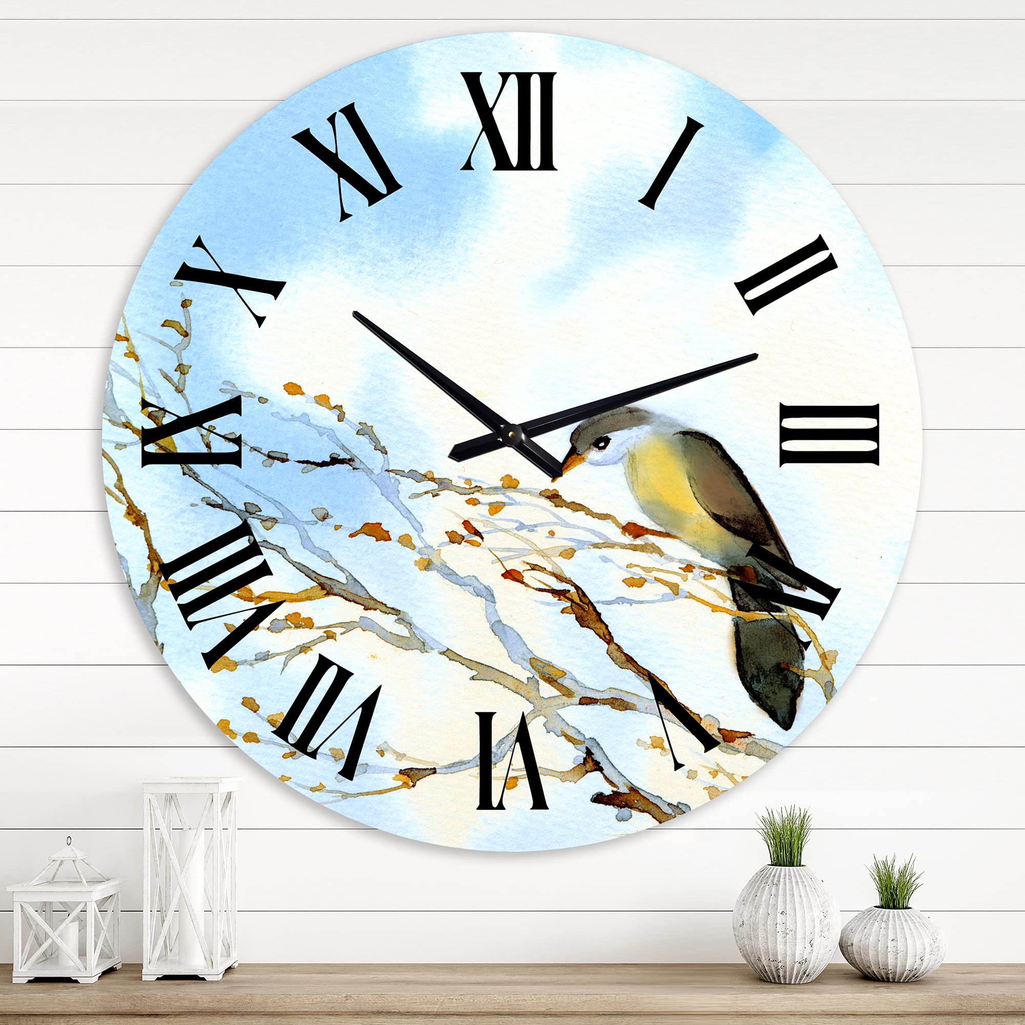 Vintage Rustic Wall Clock with Old Bare Tree and Animals - Large Decorative Clock for Bedroom, Living Room, Office | Perfect for Farmhouse, Cabin & Nature-Themed Home Decor