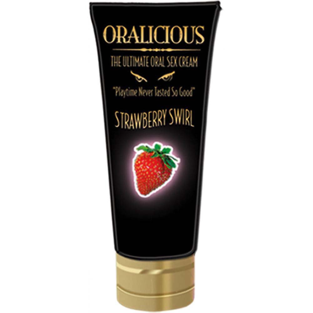 Hott Products Oralicious Oral Sex Cream - 2oz Strawberry Swirl Flavored Lubricant for Enhanced Intimacy & Pleasure - Perfect for Couples & Sensual Massage
