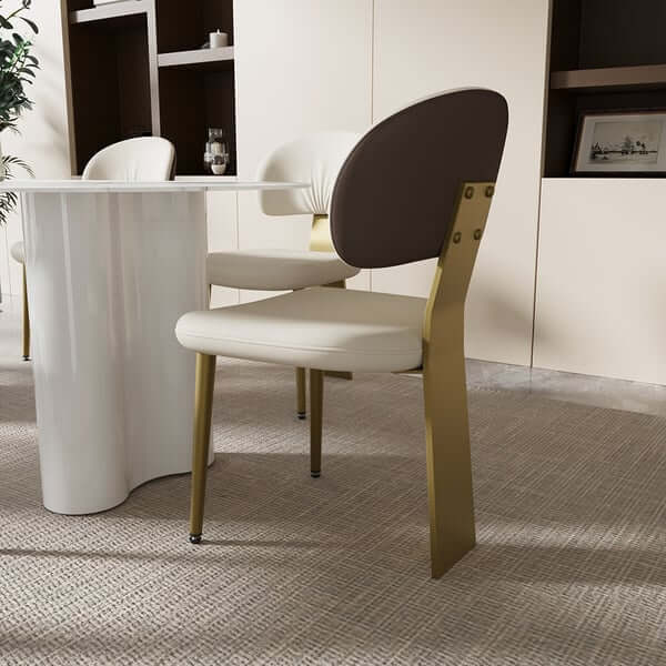 Modern White Upholstered Dining Chairs Set of 2 - Armless Side Chairs with Curved Back for Kitchen, Dining Room & Home Decor