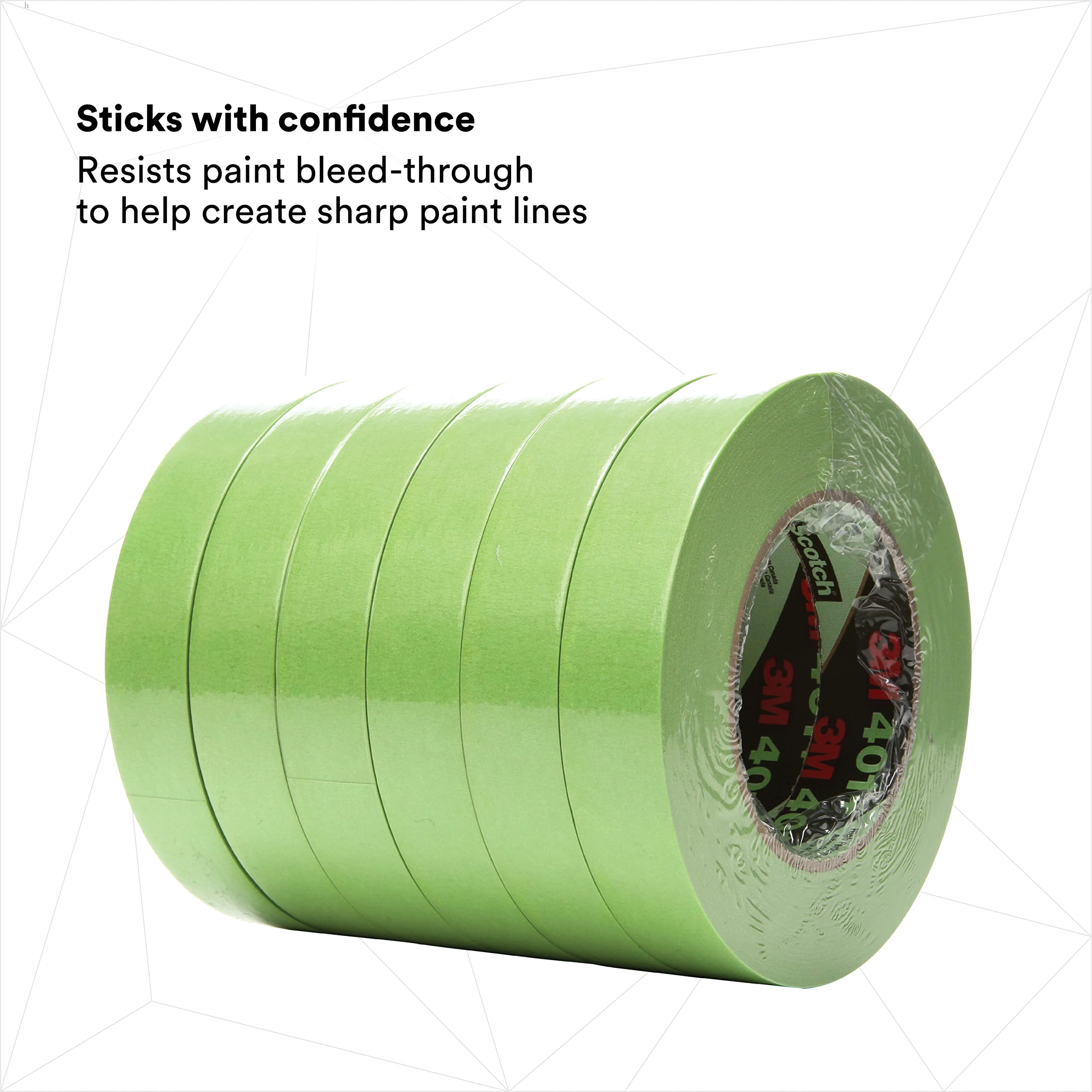 3M 401+ High Performance Green Masking Tape - 24mm x 55m, 6.4 mil - Superior Adhesion, Clean Removal, Paint-Bleed Resistant - Ideal for Painting, DIY Projects, Automotive & Home Repairs (24 Rolls/Case Bulk)