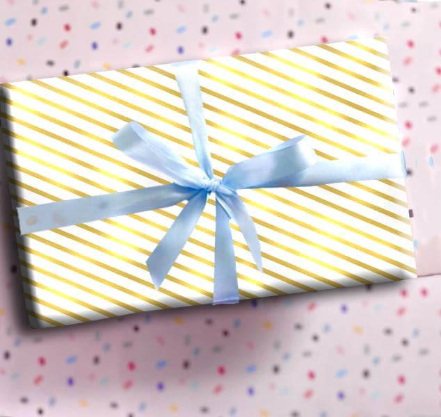 AccuPrints 6-Pack Premium Gift Wrapping Paper Rolls - Gold Theme Design for Birthday, Christmas & Holiday Presents - High-Quality Gift Wrap Sheets for Party, Wedding & Special Occasion Packaging