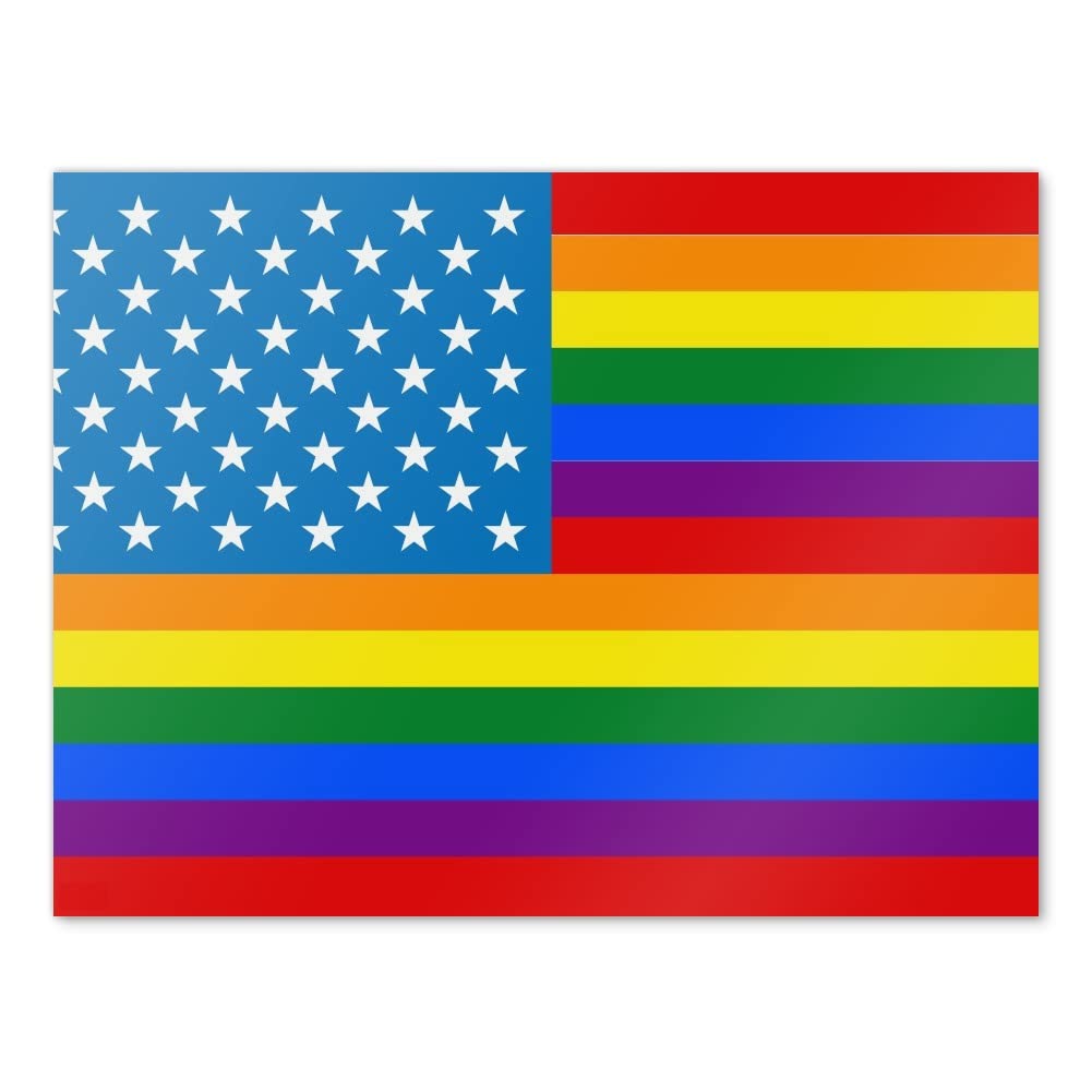 Rainbow Pride American Flag Wall Art - Colorful LGBTQ+ Poster for Home Decor, Bedroom, Office & Party Decoration