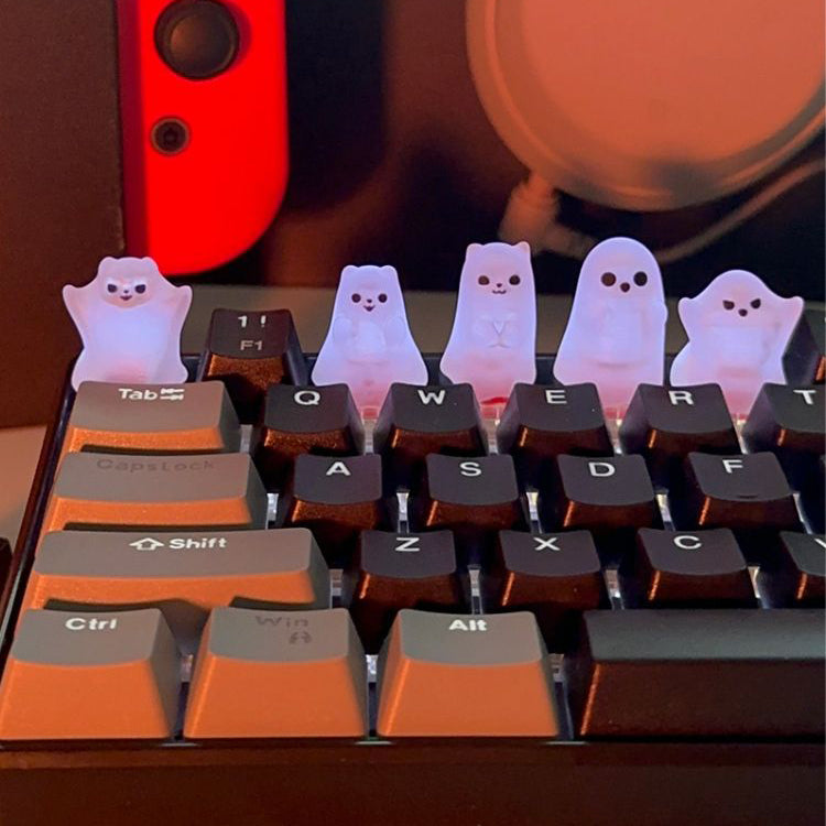 YUNZII Light Transmission Little Ghost Artisan Keycap - Custom Mechanical Keyboard Keycap for Gaming & Typing - Perfect for Gamers, Programmers & Enthusiasts
