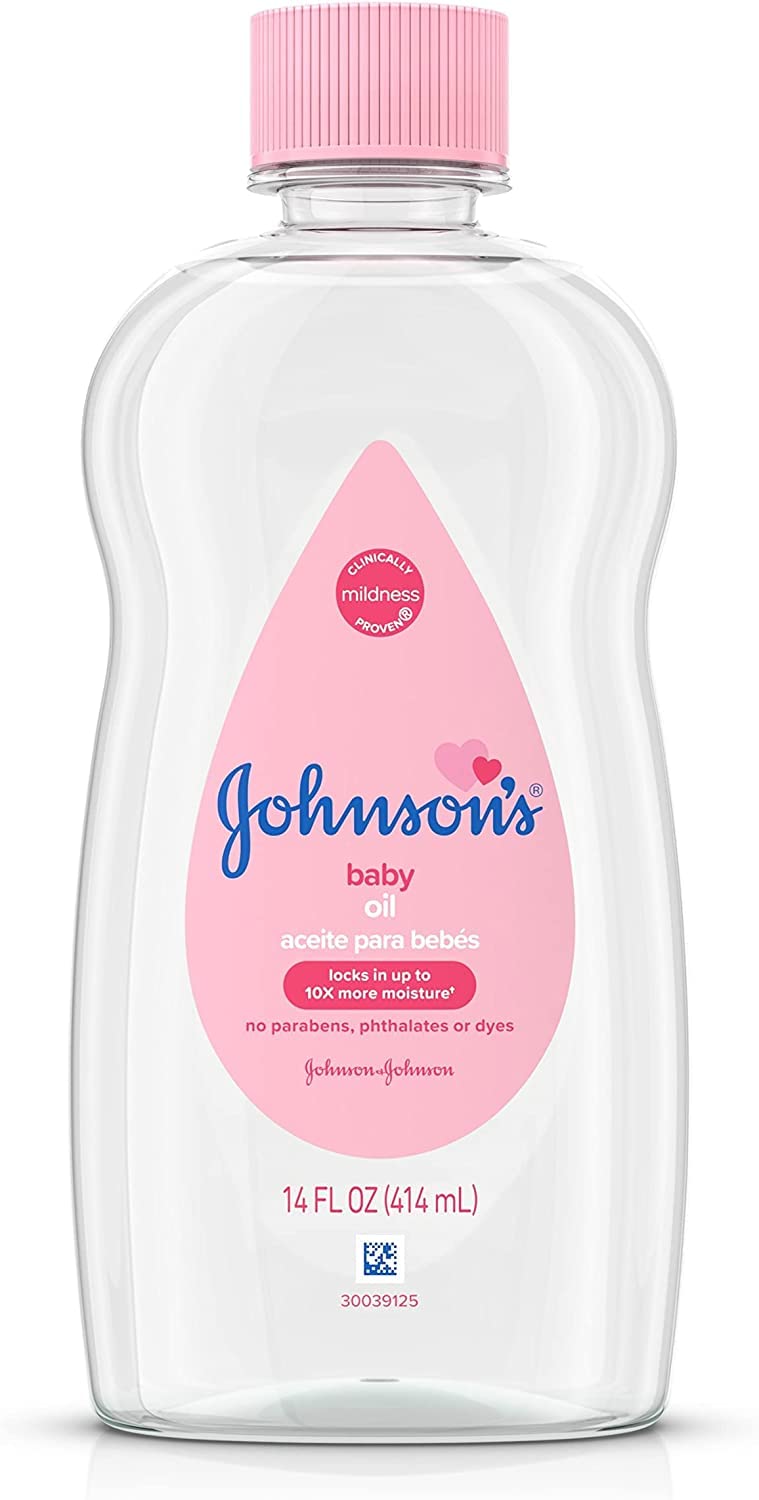 Johnson's Baby Oil 14oz - 12 Pack for Baby Massage & Skin Care