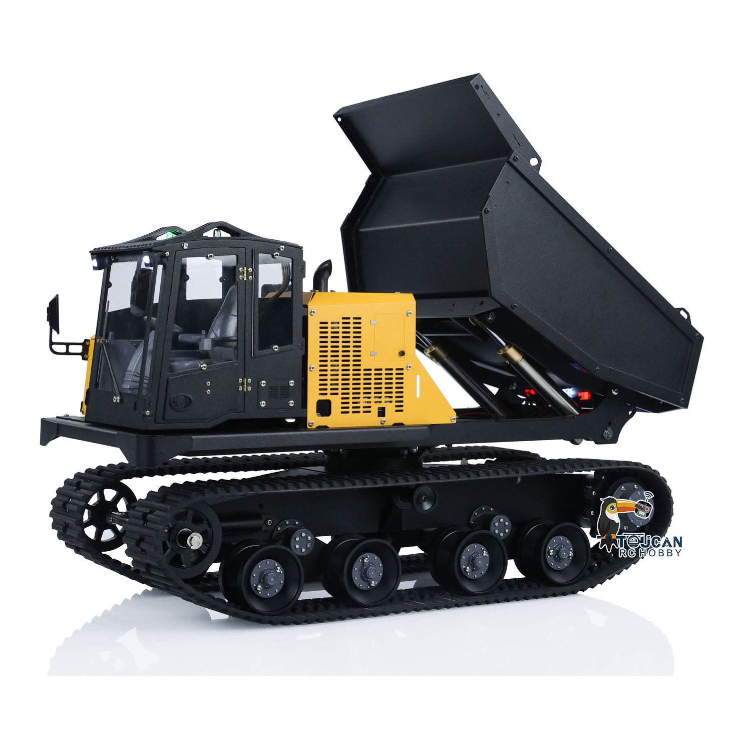 1/14 Scale Metal RC Hydraulic Crawler Dump Truck - T14R Radio Controlled Construction Vehicle with Tracked Tipper, RTR, Light & Sound Effects - Perfect for Construction Site Play, STEM Learning, and RC Hobby Enthusiasts
