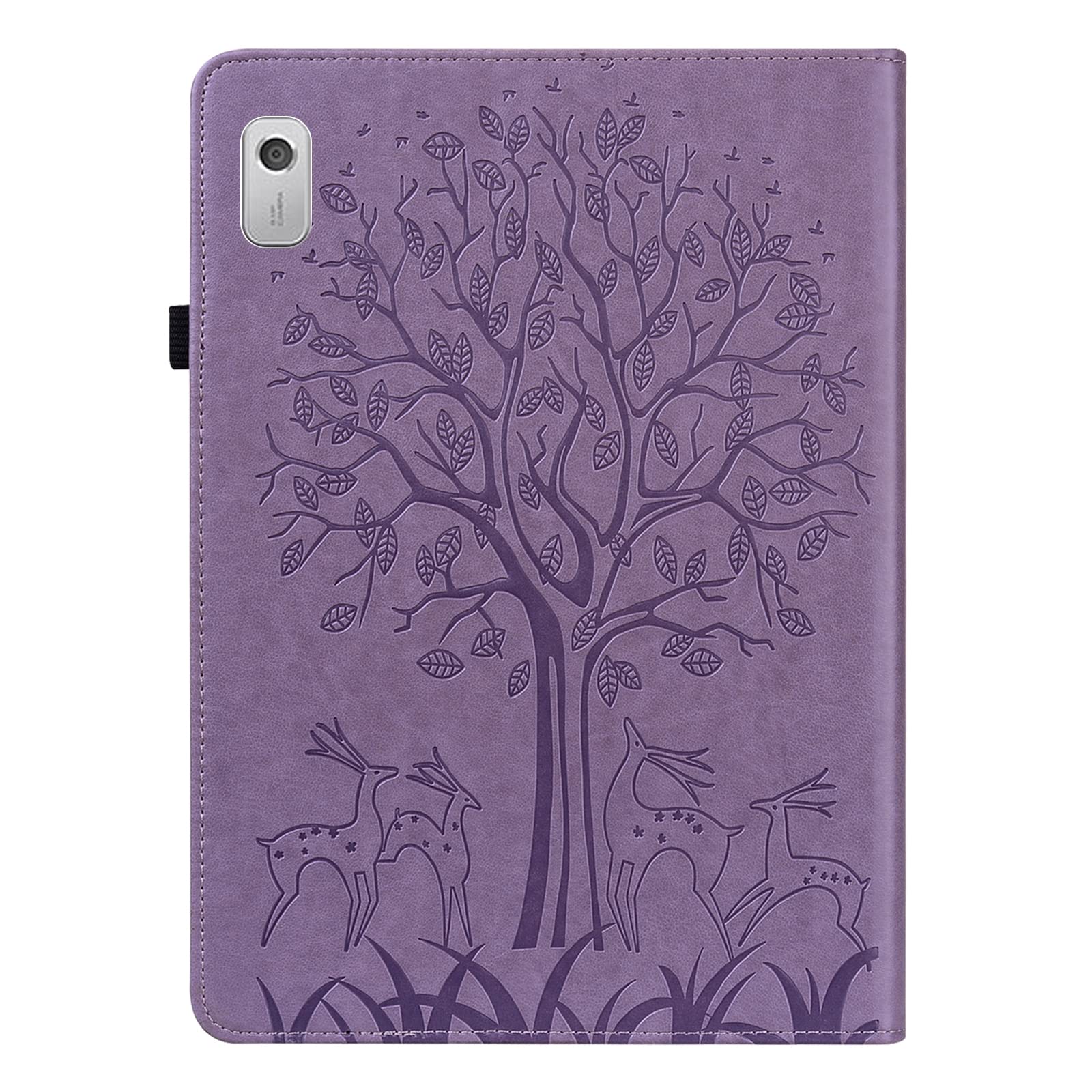 Lenovo Tab M9 Leather Tablet Case with Tree & Deer Embossed Design - Perfect for Work, Travel, and Home Use