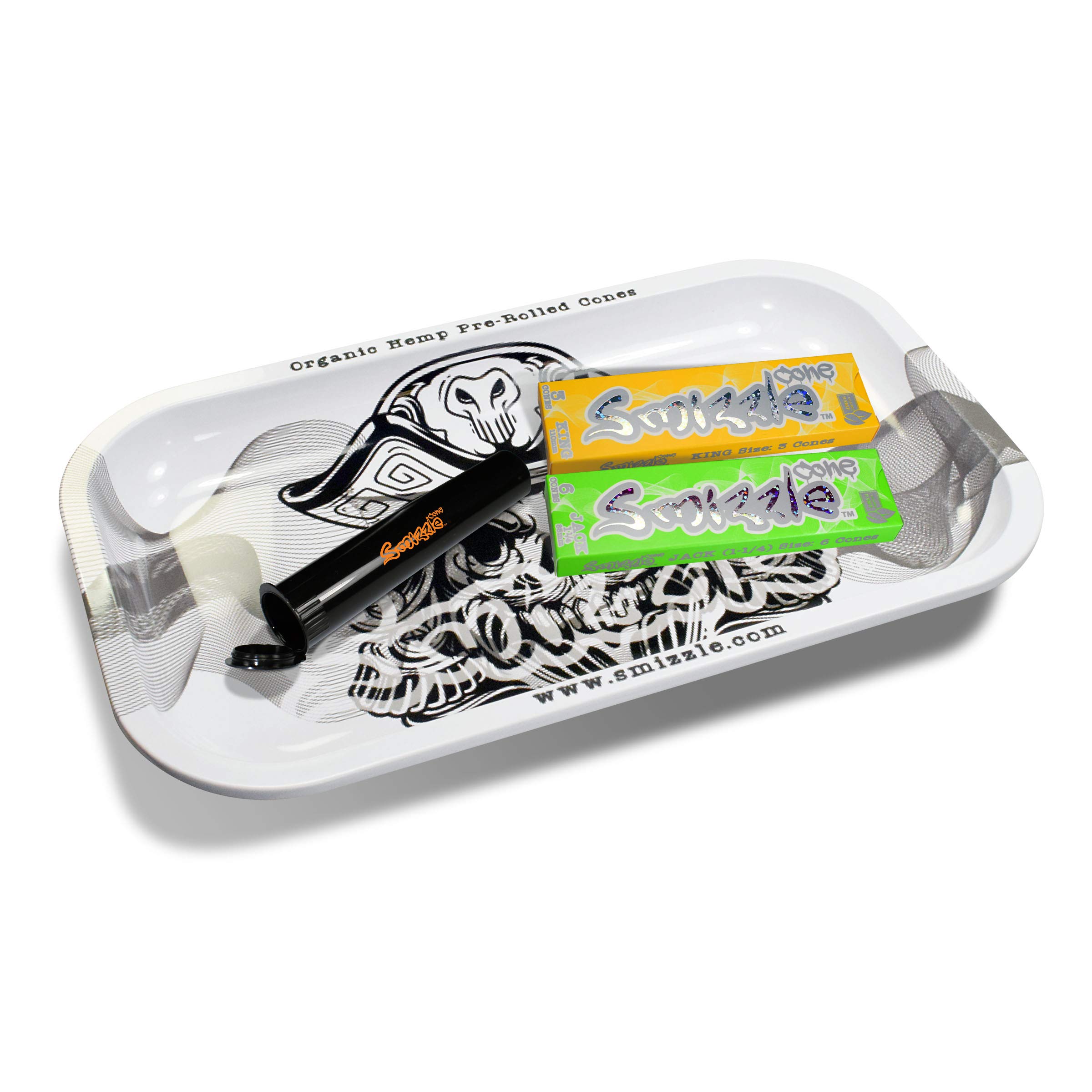 Smizzle Rolling Tray - White Skull Design for Smoking Accessories