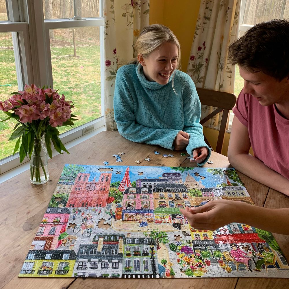 eeBoo Paris In A Day 1000 Piece Jigsaw Puzzle - Family Friendly Travel-Themed Puzzle for Adults & Kids - Perfect for Game Nights, Travel Lovers & Home Decor