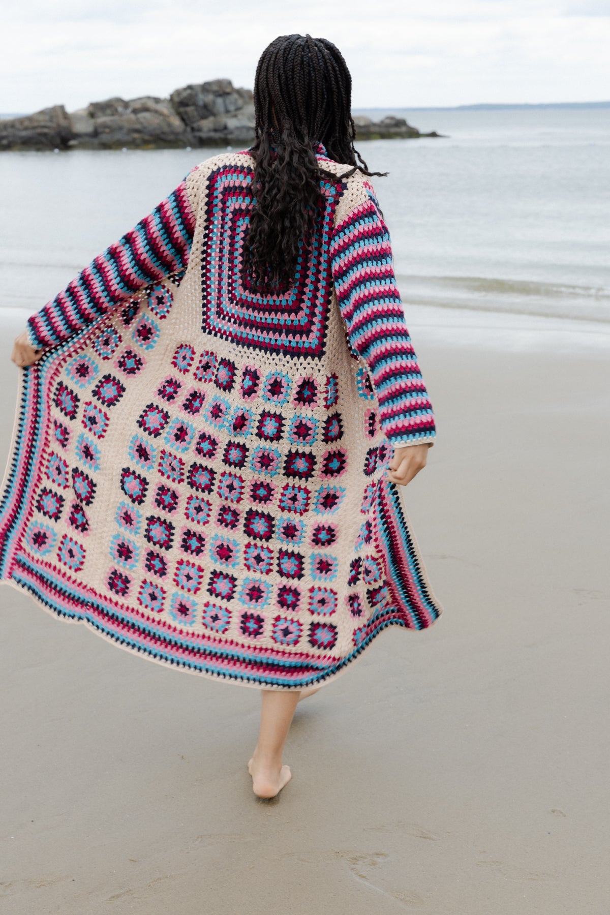 Handmade Crochet Cotton Square Kimono Cardigan - Boho Chic Lace Cover-Up for Beach, Summer, and Festival Wear