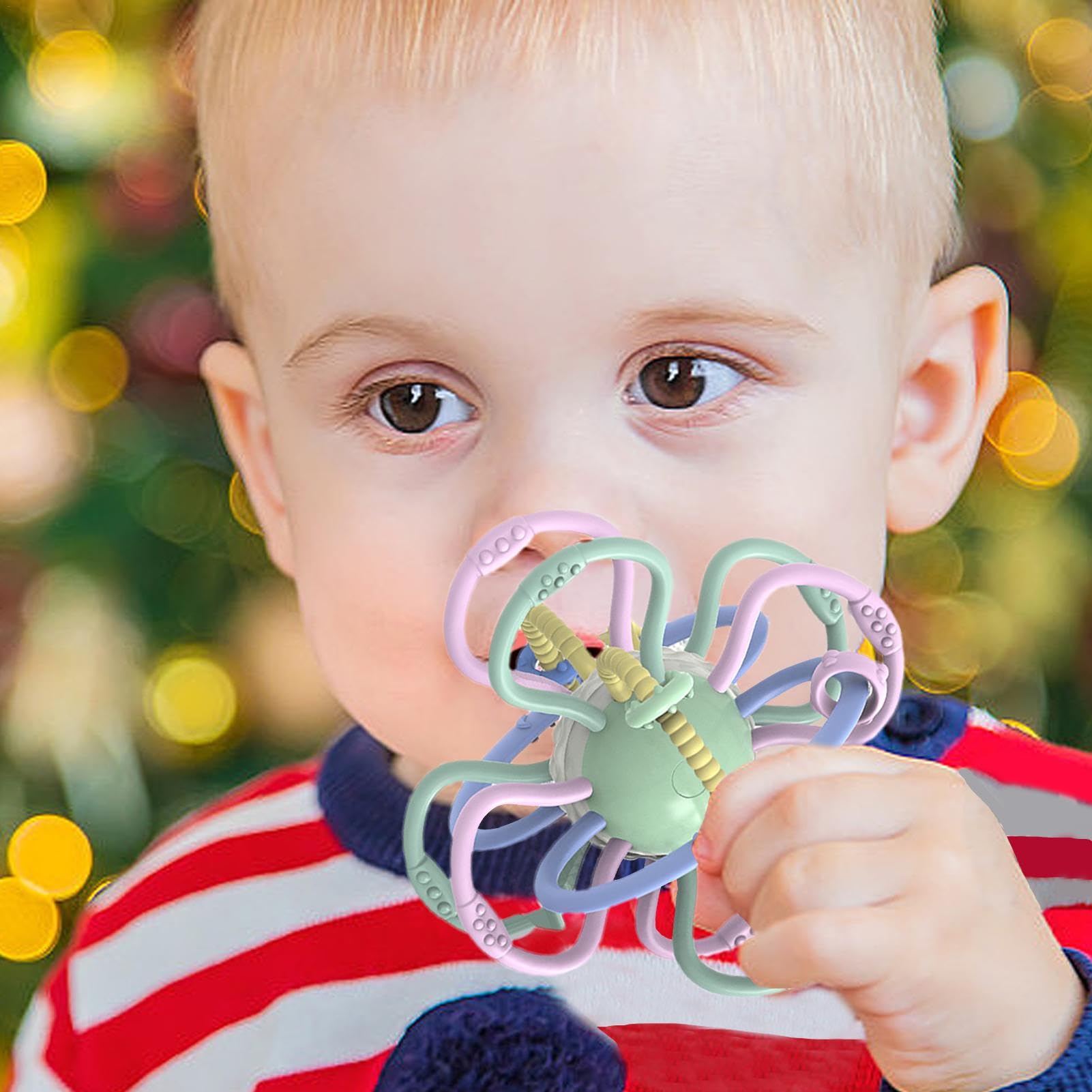 Sensory Teething Toy Ball for Babies 0-2 Years - Chewable Rattle Toy for Toddlers, Soothing Teether for Boys & Girls - Perfect for Teething Relief & Early Learning Development | Use at Home, Daycare or On-the-Go