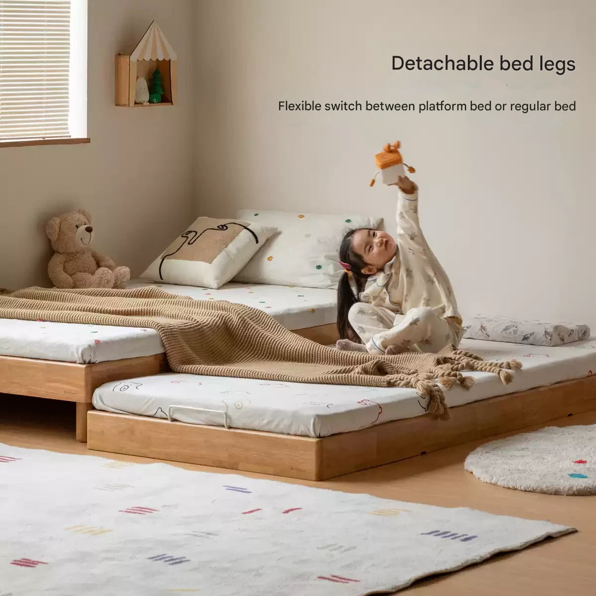 Birch Solid Wood Twin Over Full Bunk Bed - Sturdy Platform Bed Frame Without Headboard - Perfect for Kids' Room, Guest Room & Small Space Saving