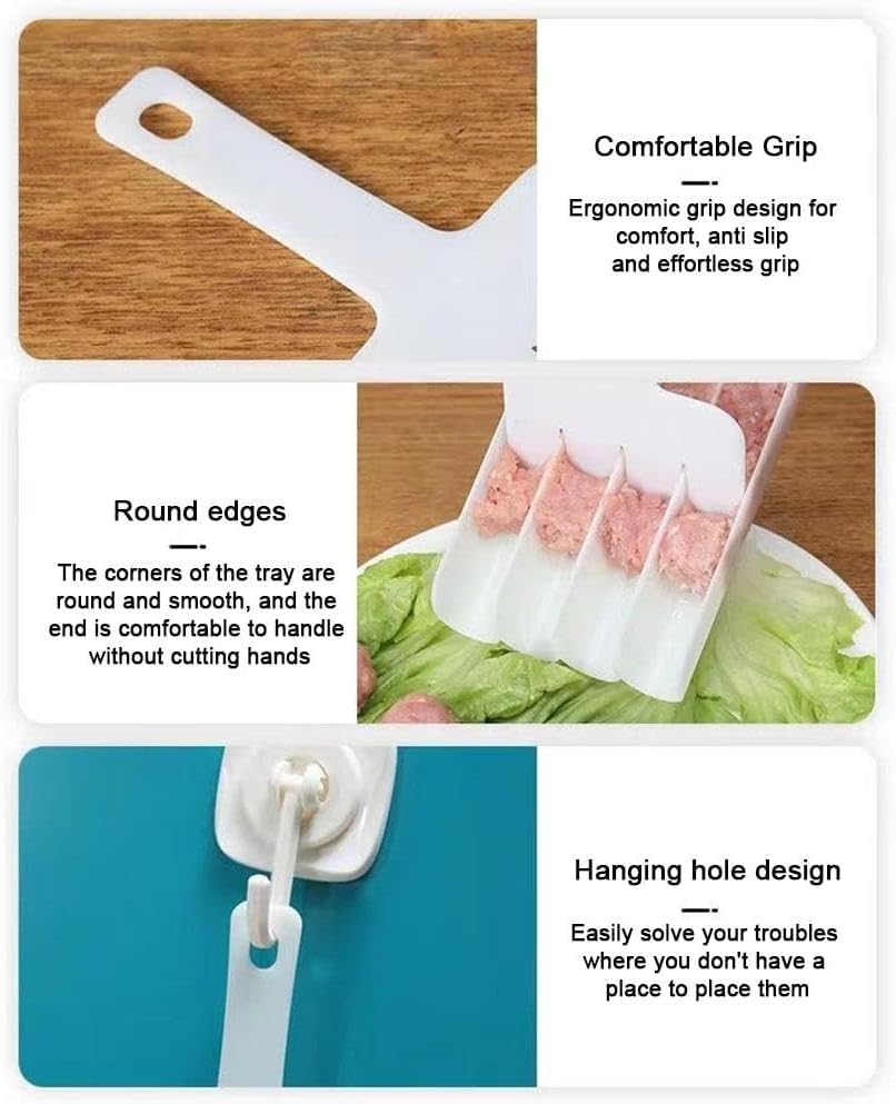 White Creative Kitchen Triple Meatball Maker - Non-Stick Meatball Scoop with Cutting Spade & Melon Baller | Perfect for Making Meatballs, Cookie Dough Balls & Fruit Scooping | Ideal for Home Cooking, Meal Prep & Party Food Preparation