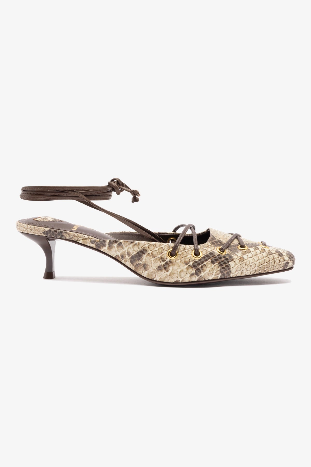Amal Lace Up Pump Women's Shoes - Neutral Printed Snake Design Fashion Heels for Office, Party & Special Occasions