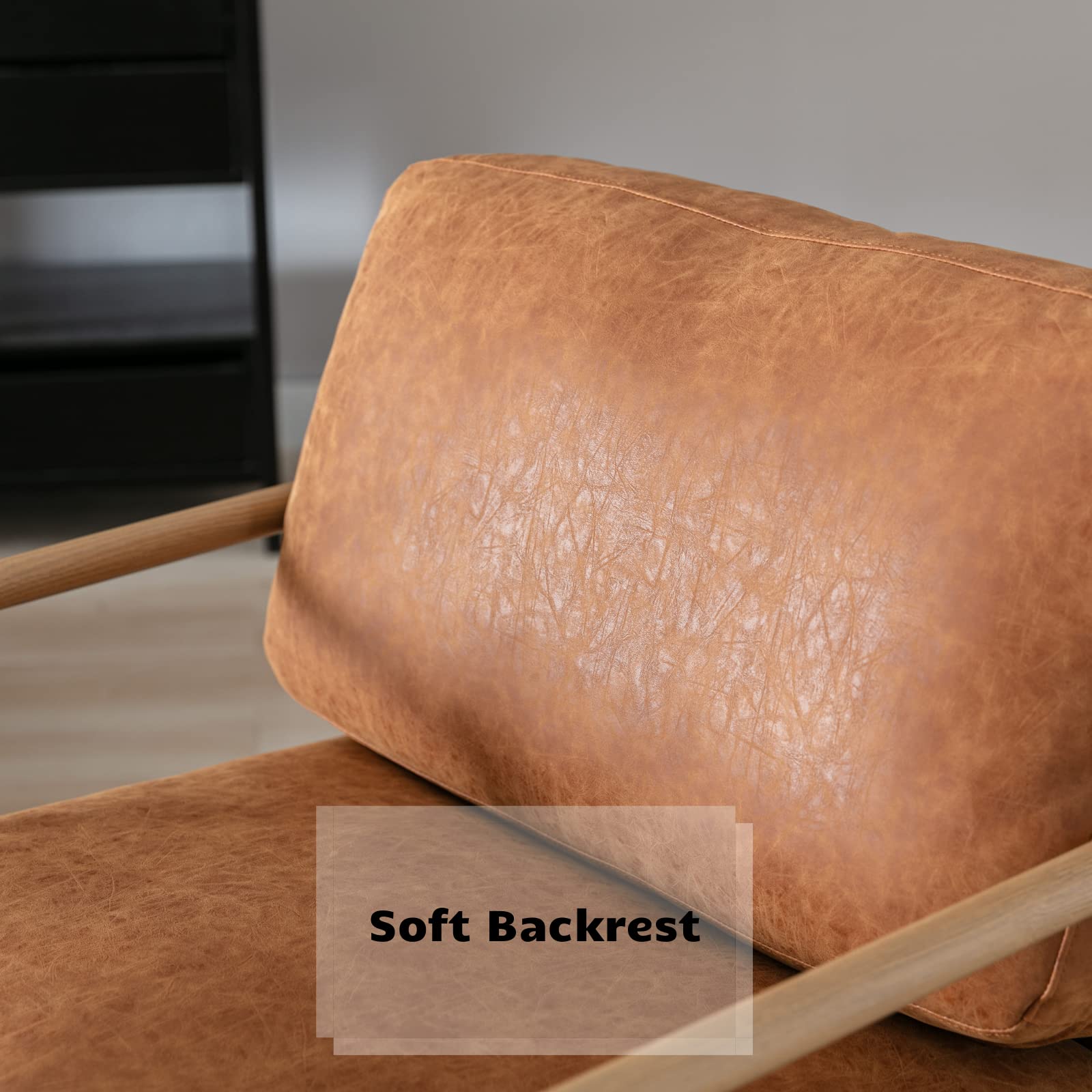 HEAH-YO Set of 2 Modern Accent Chairs - PU Faux Leather Living Room Chairs with Backrest & Metal Legs, Comfortable Reading Side Chairs for Bedroom, Office or Lounge (Brown) - Perfect for Small Spaces, Home Decor & Guest Seating