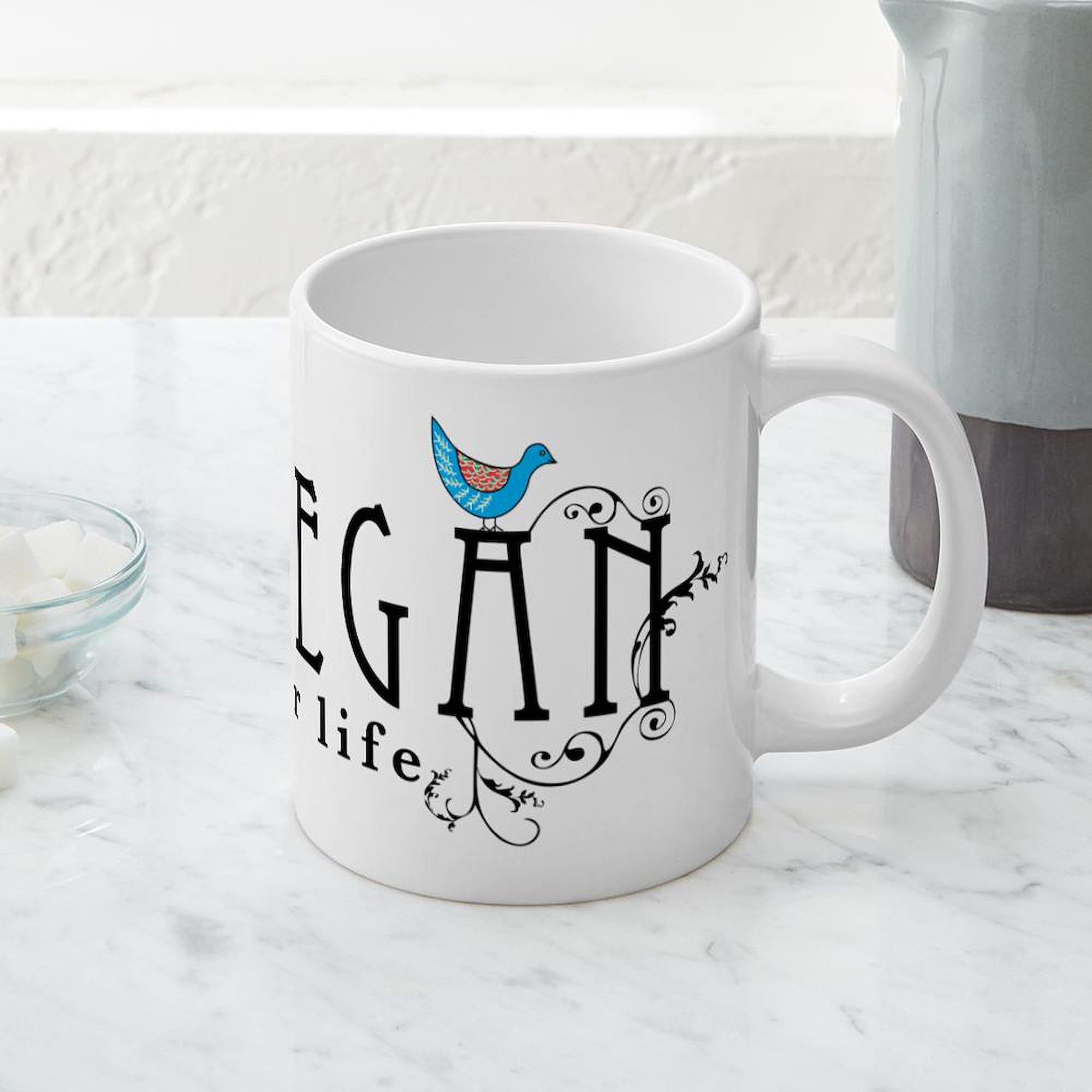 Vegan For Life 20 oz Ceramic Coffee Mug - Large Insulated Tea Cup for Hot & Cold Drinks - Perfect for Home, Office & Eco-Friendly Gifts