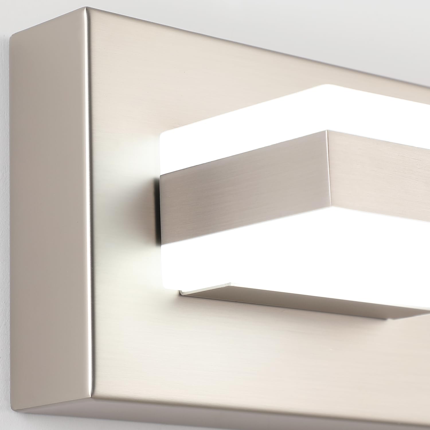 SOLFART Brushed Nickel Bathroom Vanity Lights - 3-Light LED Mirror Lighting Fixture for Bathroom Makeup Vanity, Dressing Room & Powder Room - Energy Efficient & Stylish Modern Design