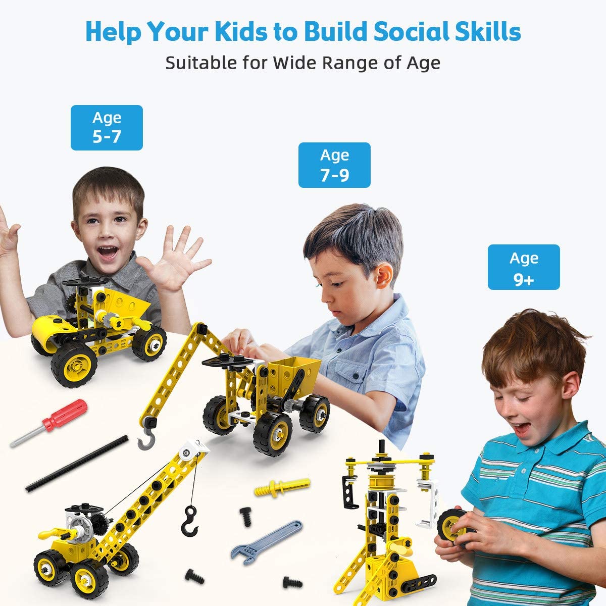 100-Piece STEM Building Blocks Set - 8-in-1 Educational Construction Toys for Kids Ages 5-10 | Includes Screwdriver & Wrench Tools | Creative Engineering Gift for Boys & Girls | Perfect for Classroom STEM Activities & Home Learning Play