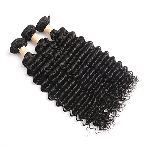 8A Peruvian Virgin Remy Human Hair Bundles - 3pcs Deep Wave Curly Weave (16