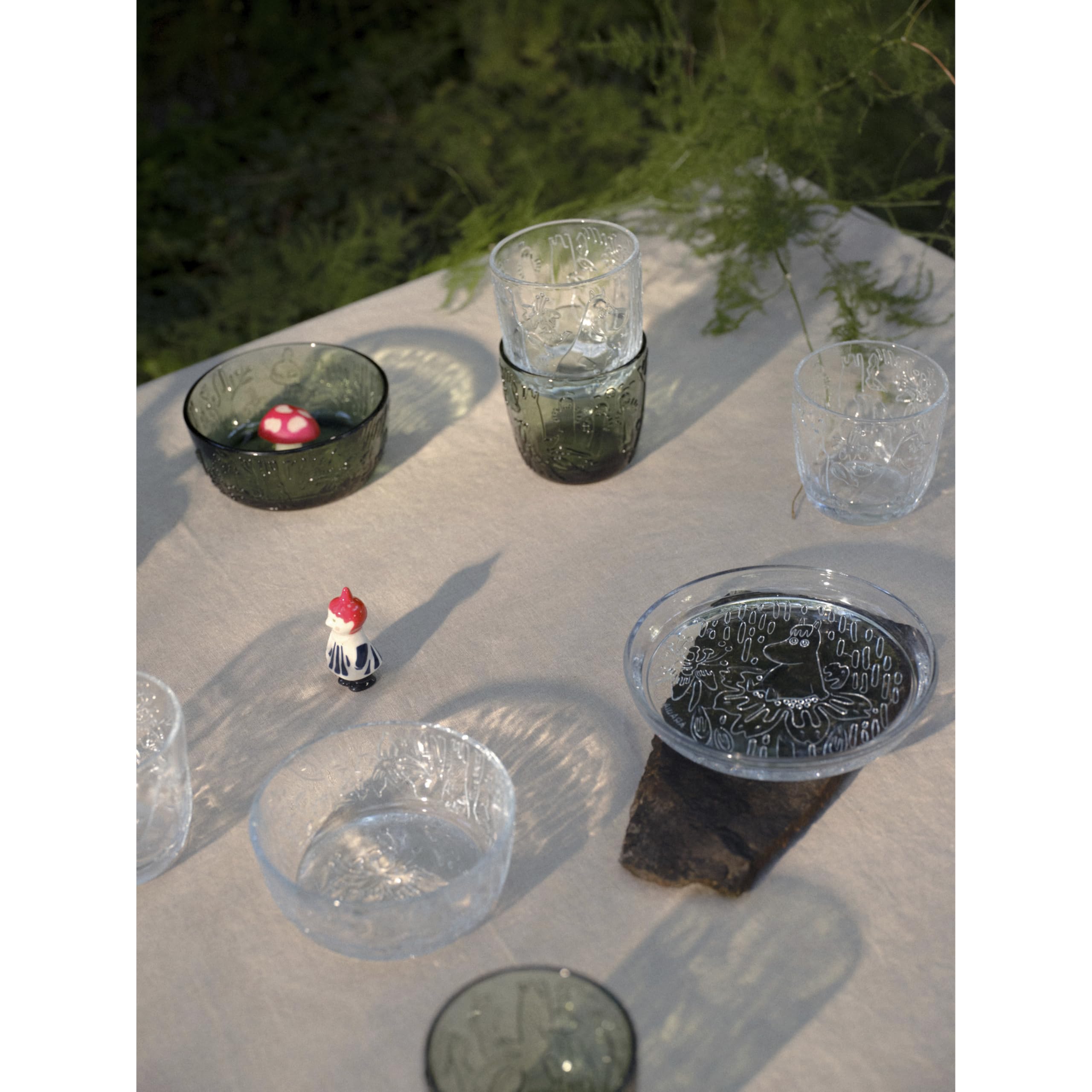 Moomin Arabia Glass Bowl 11.8oz (350ml) Pine Green - Microwave & Dishwasher Safe for Cereal, Soup, Salad, Dessert Serving