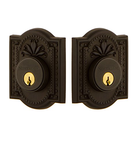 Nostalgic Warehouse Meadows Double Cylinder Deadbolt Lock - Oil-Rubbed Bronze Finish, Keyed Entry, 2-3/8