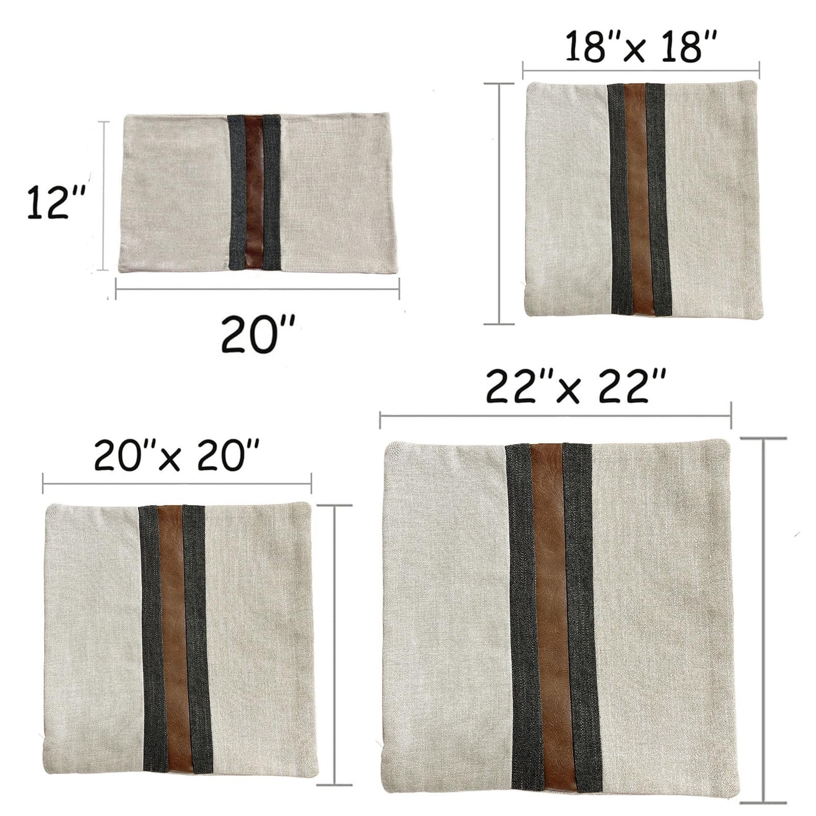 BOYSUM 18x18 Inch Faux Leather Throw Pillow Covers - Farmhouse Decorative Accent Pillows for Couch, Sofa & Bed - Coffee Brown Modern Home Decor - Perfect for Living Room, Porch & Outdoor Furniture