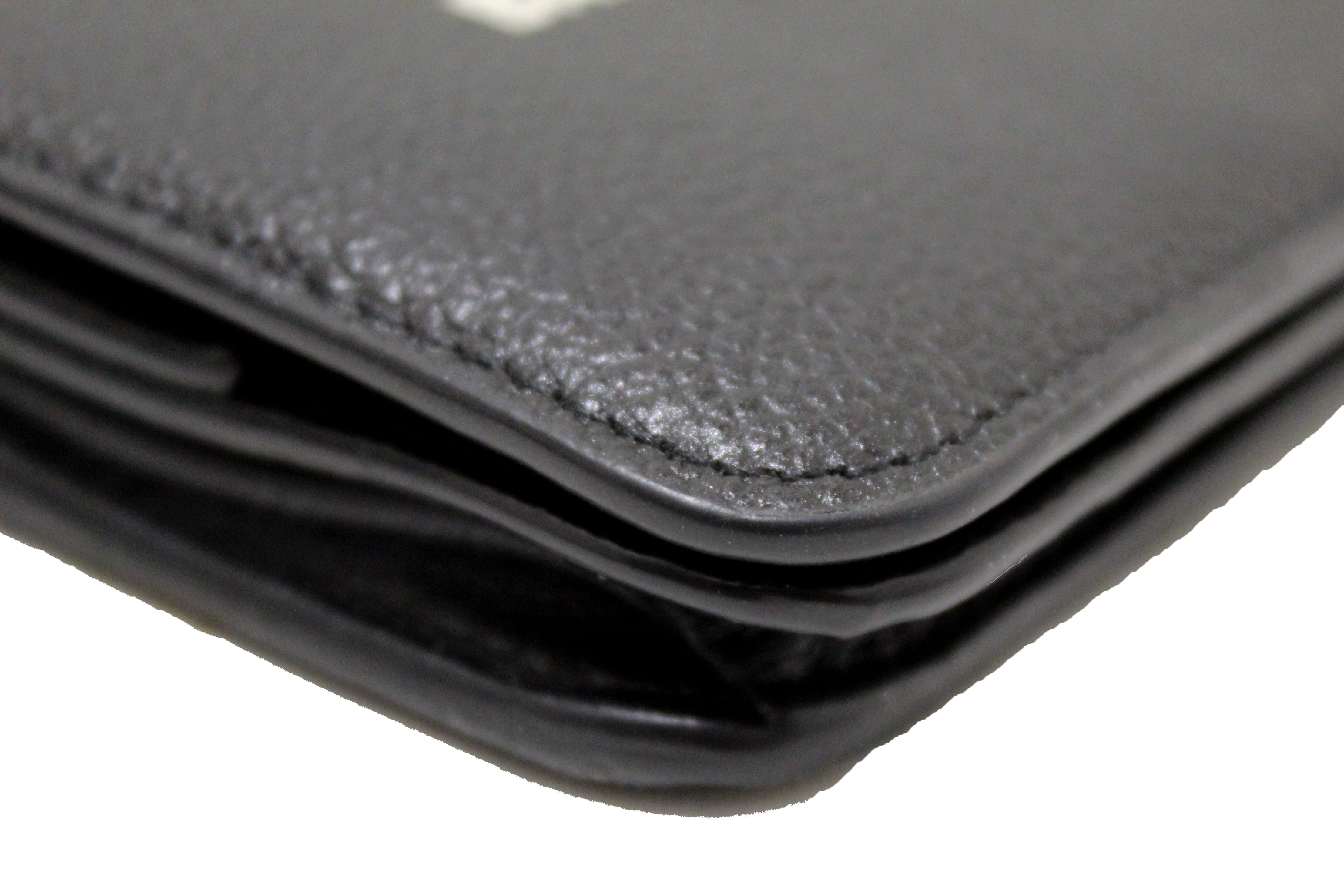 Balenciaga Black Grained Calfskin Leather Cash Mini Wallet for Women | Compact Luxury Card Holder | Perfect for Everyday Use, Travel & Gifts