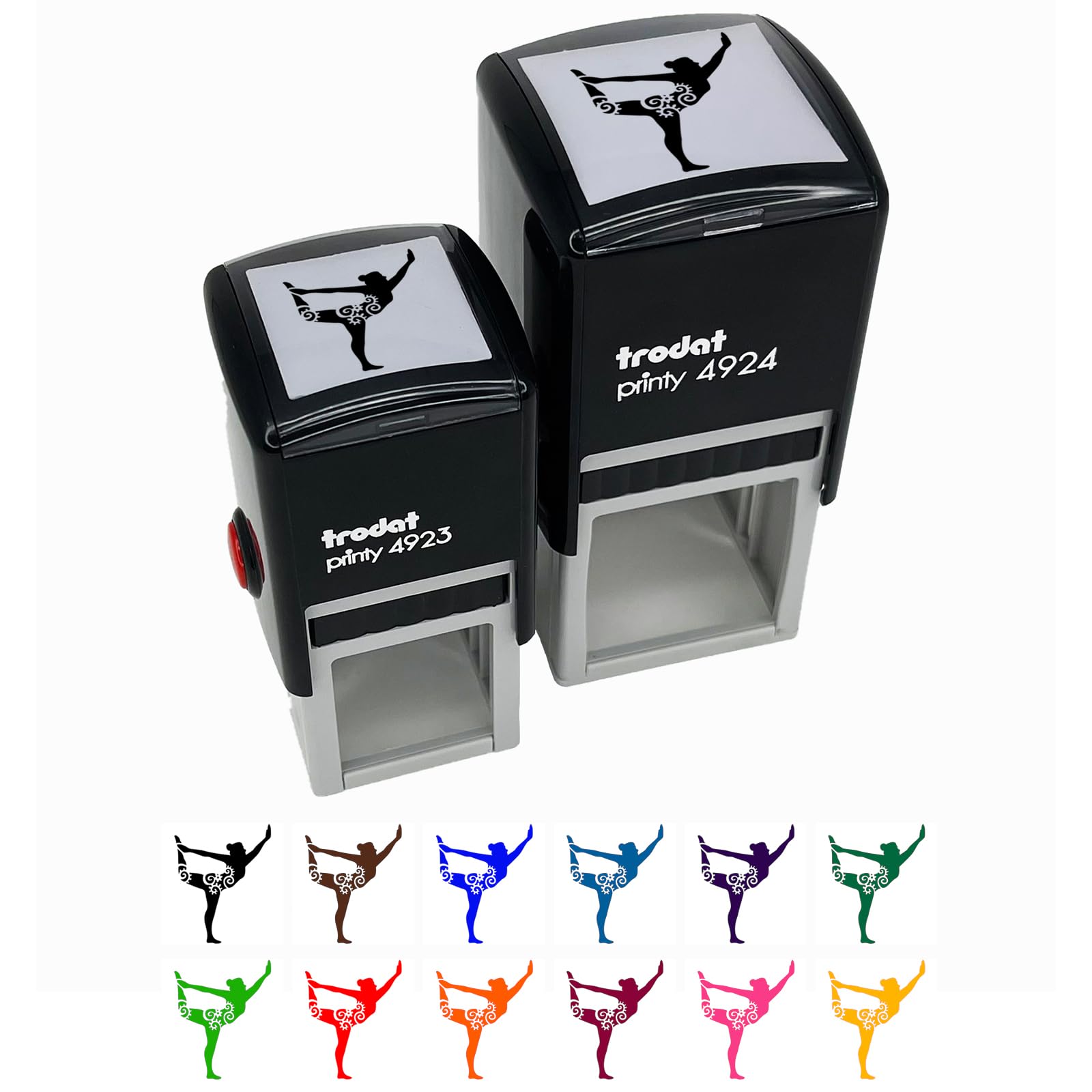 Natarajasana Yoga Pose Stamp - 1 Inch Self-Inking Rubber Stamp with Black Ink for Yoga Journals, Planners & Scrapbooking