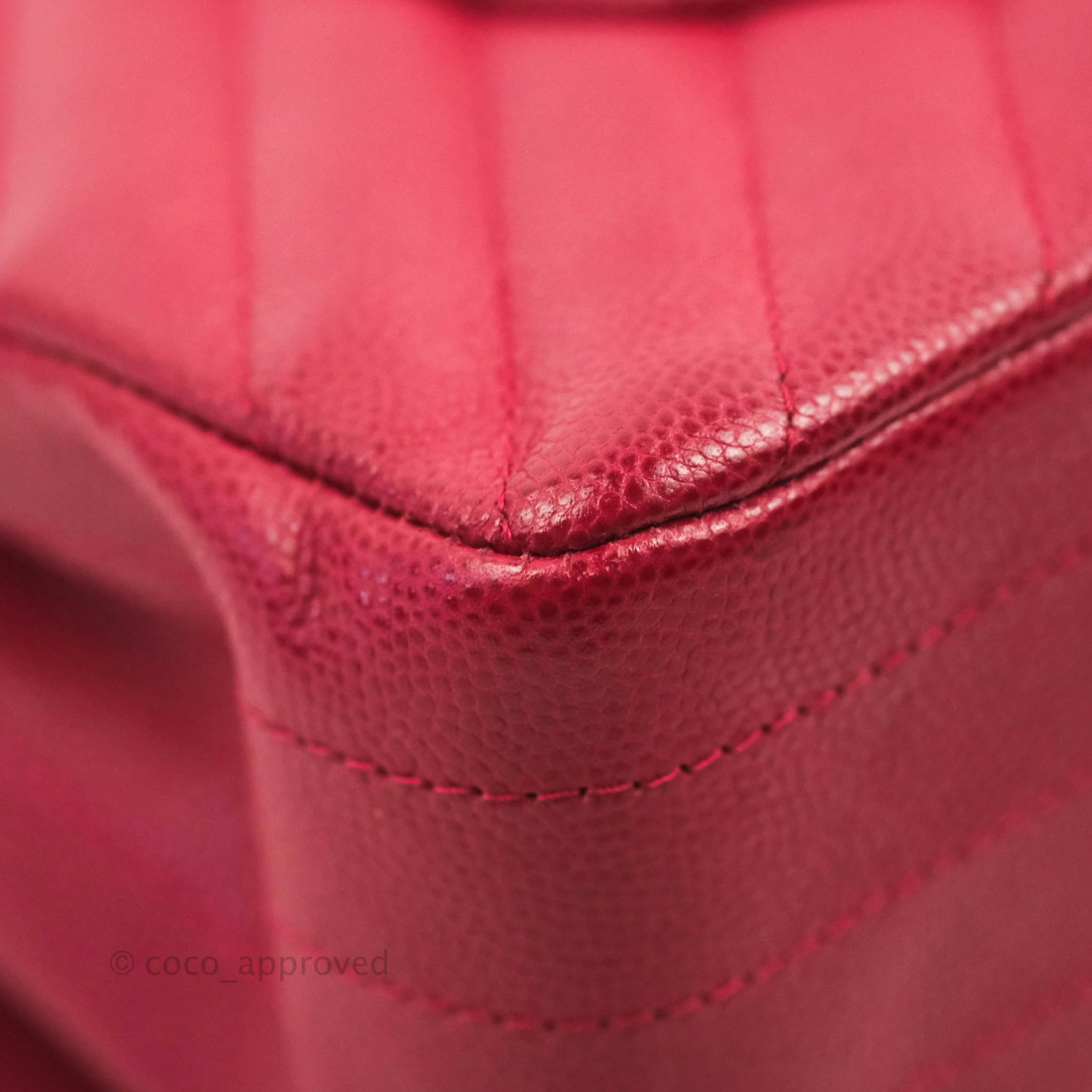 Chanel Classic M/L Medium Chevron Double Flap Bag in Cherry Red Caviar Leather with Gold Hardware - Perfect for Evening Events, Luxury Gifts & Fashionable Outfits