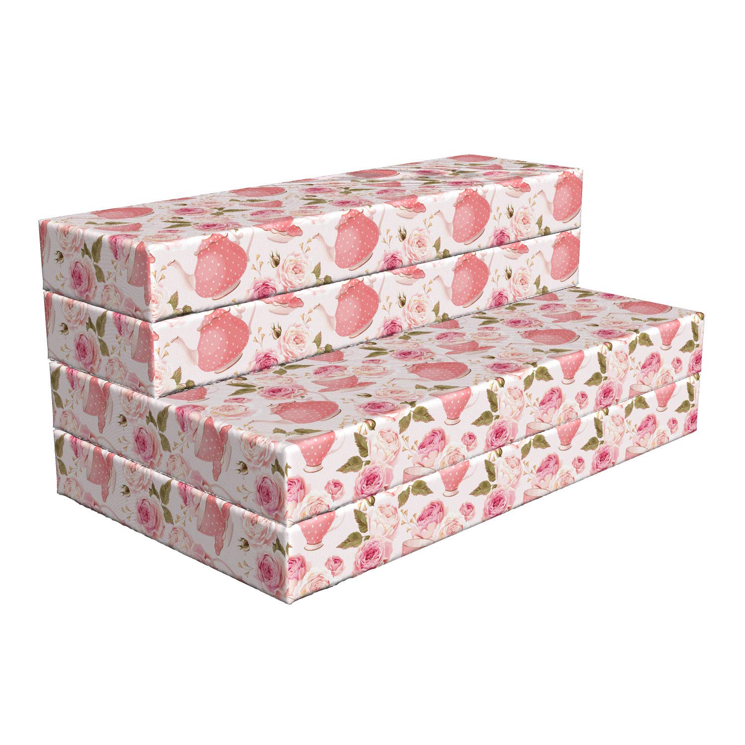 Ambesonne Floral Foldable Mattress - Vintage Tea Cup Roses Design, 78.7