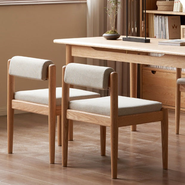 Solid Oak Wood Low Back Small Dining Chair - Modern Kitchen & Breakfast Nook Seating - Perfect for Small Spaces & Compact Dining Areas